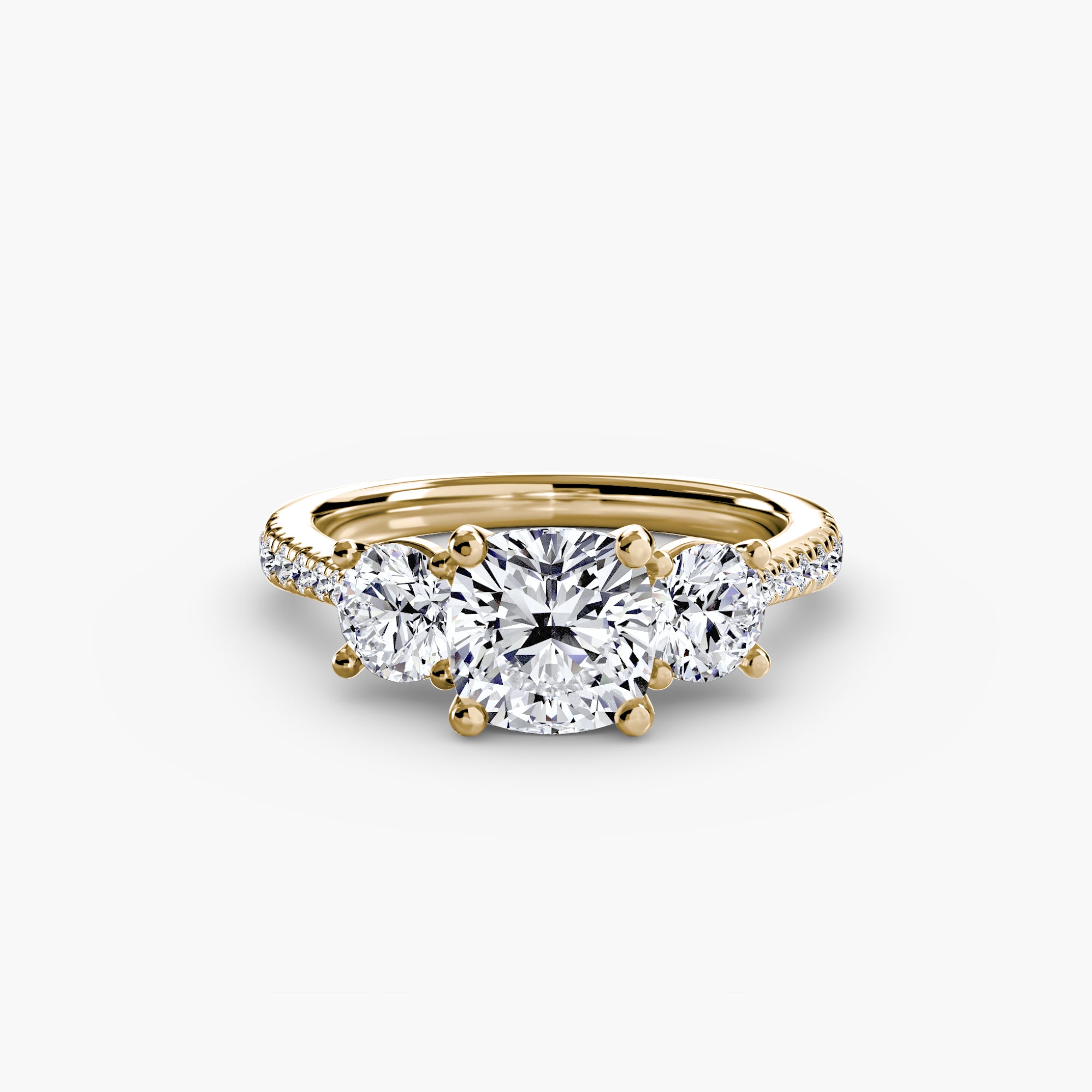 Inel de logodna Three Stone with Pavé Band I
