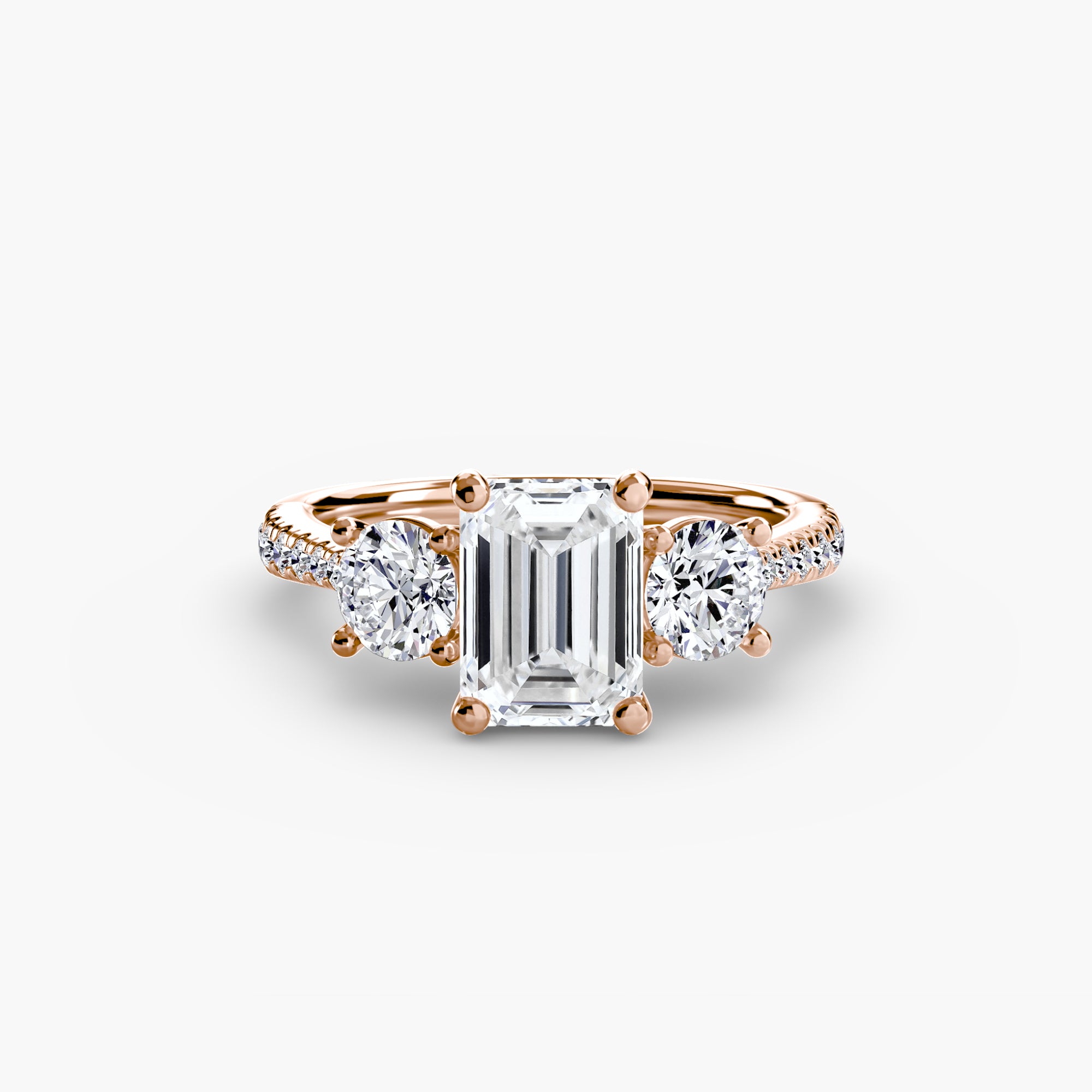 Inel de logodna Three Stone with Pavé Band I