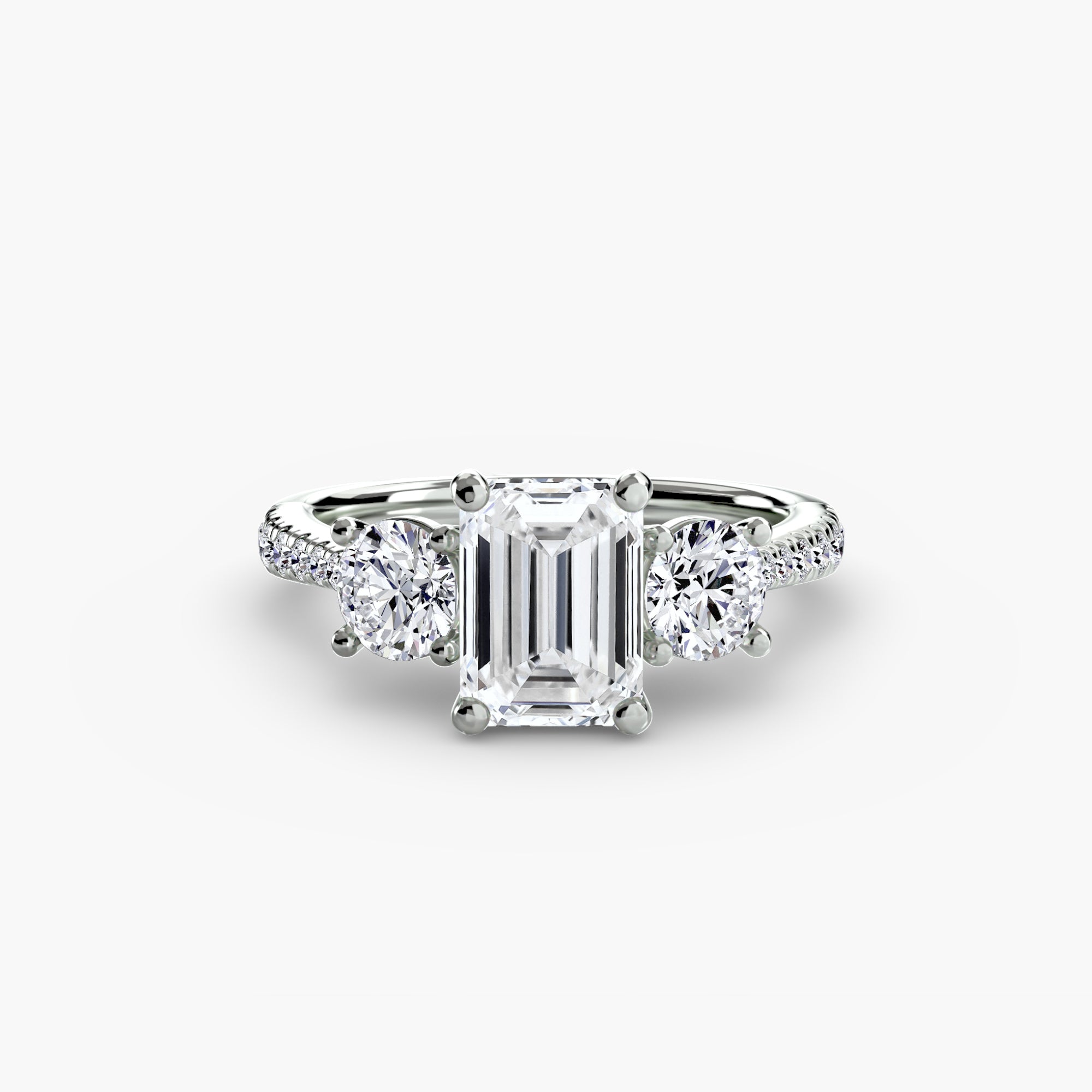 Inel de logodna Three Stone with Pavé Band I