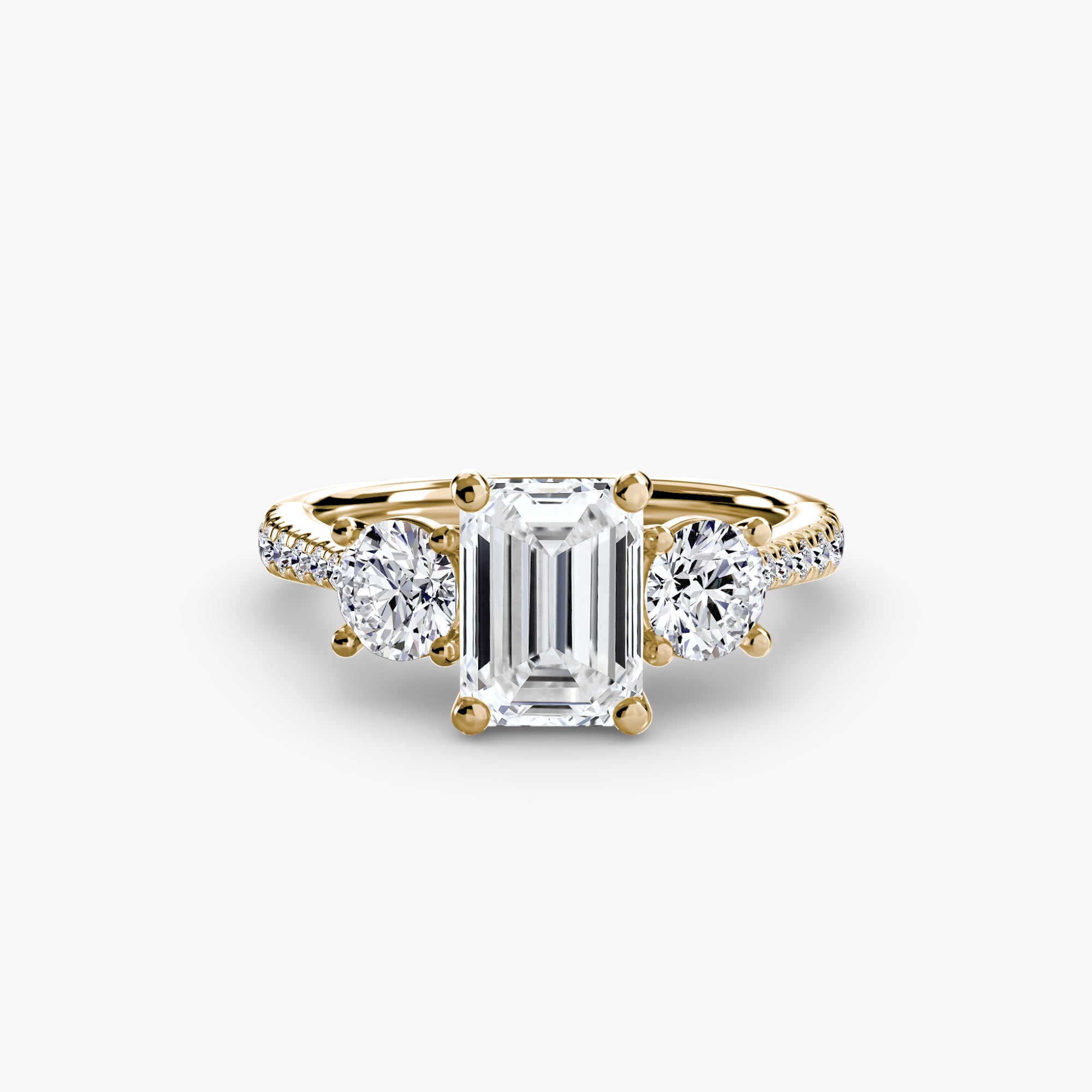 Inel de logodna Three Stone with Pavé Band I