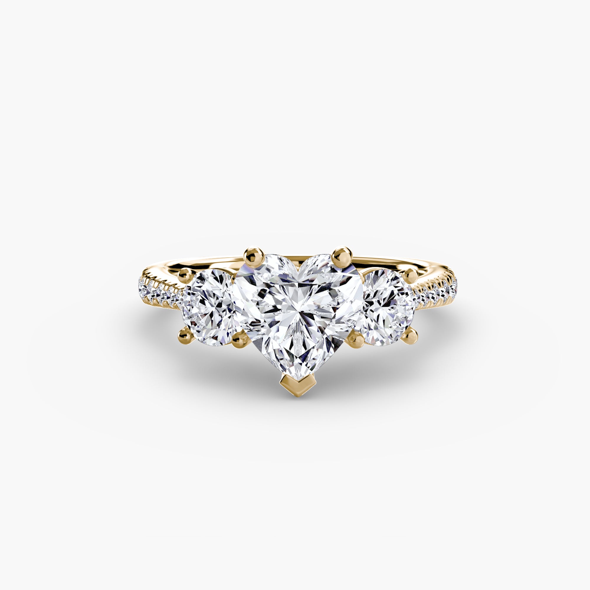 Inel de logodna Three Stone with Pavé Band I