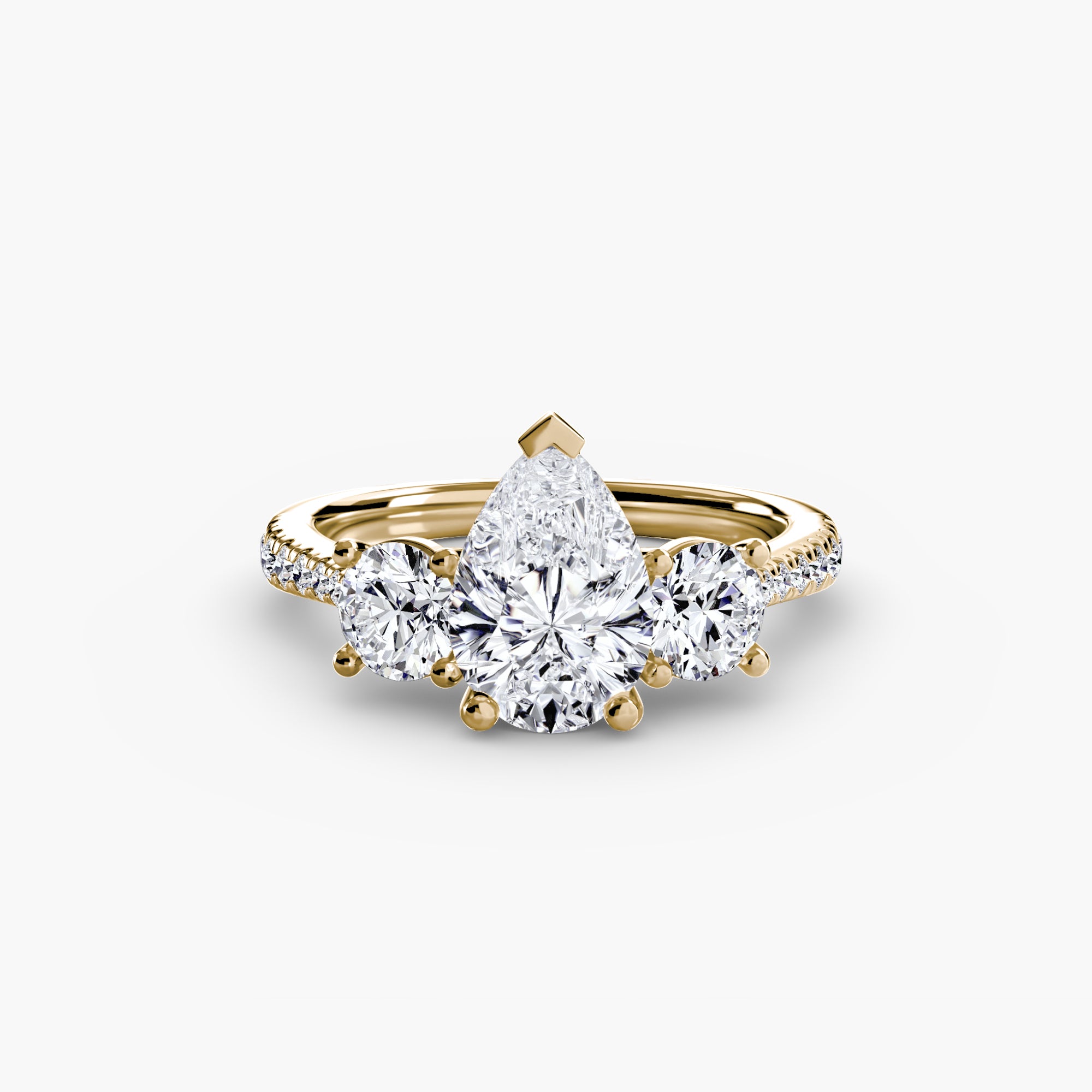 Inel de logodna Three Stone with Pavé Band I