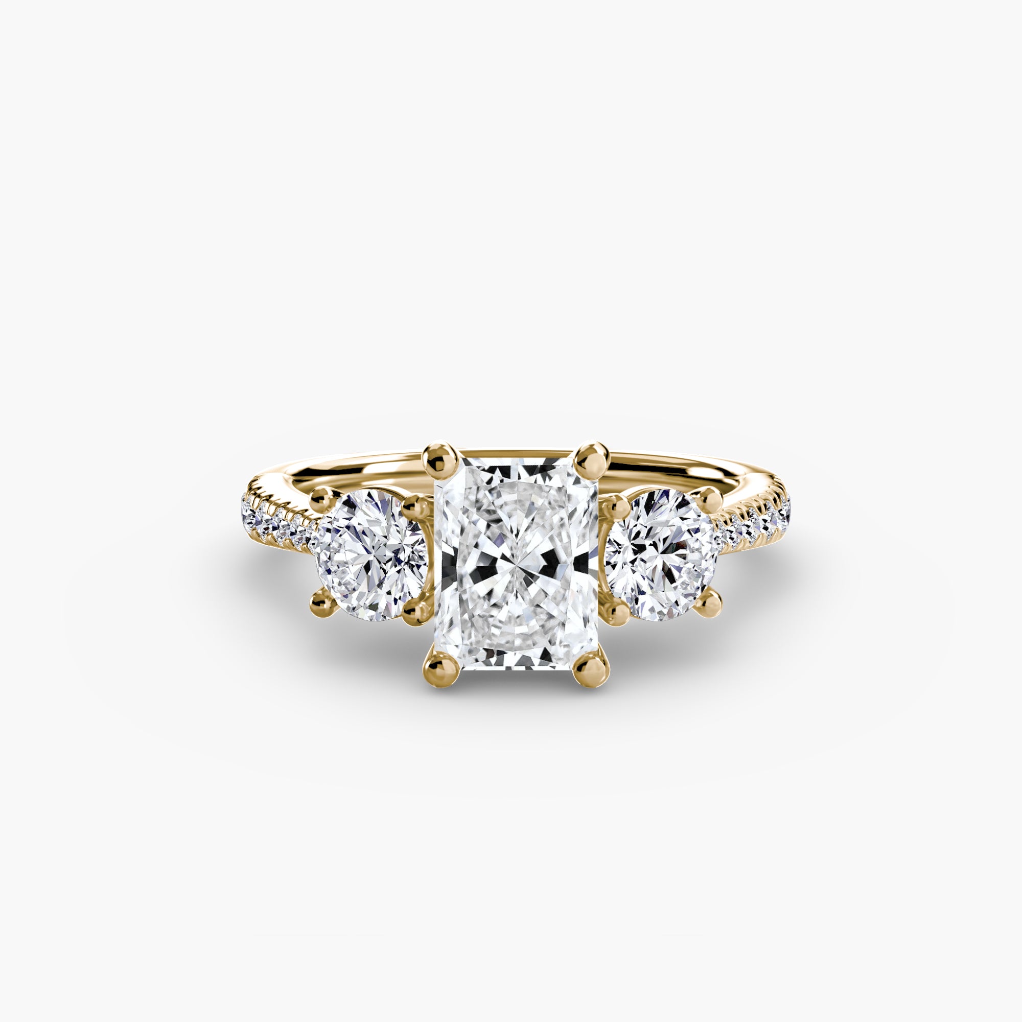 Inel de logodna Three Stone with Pavé Band I