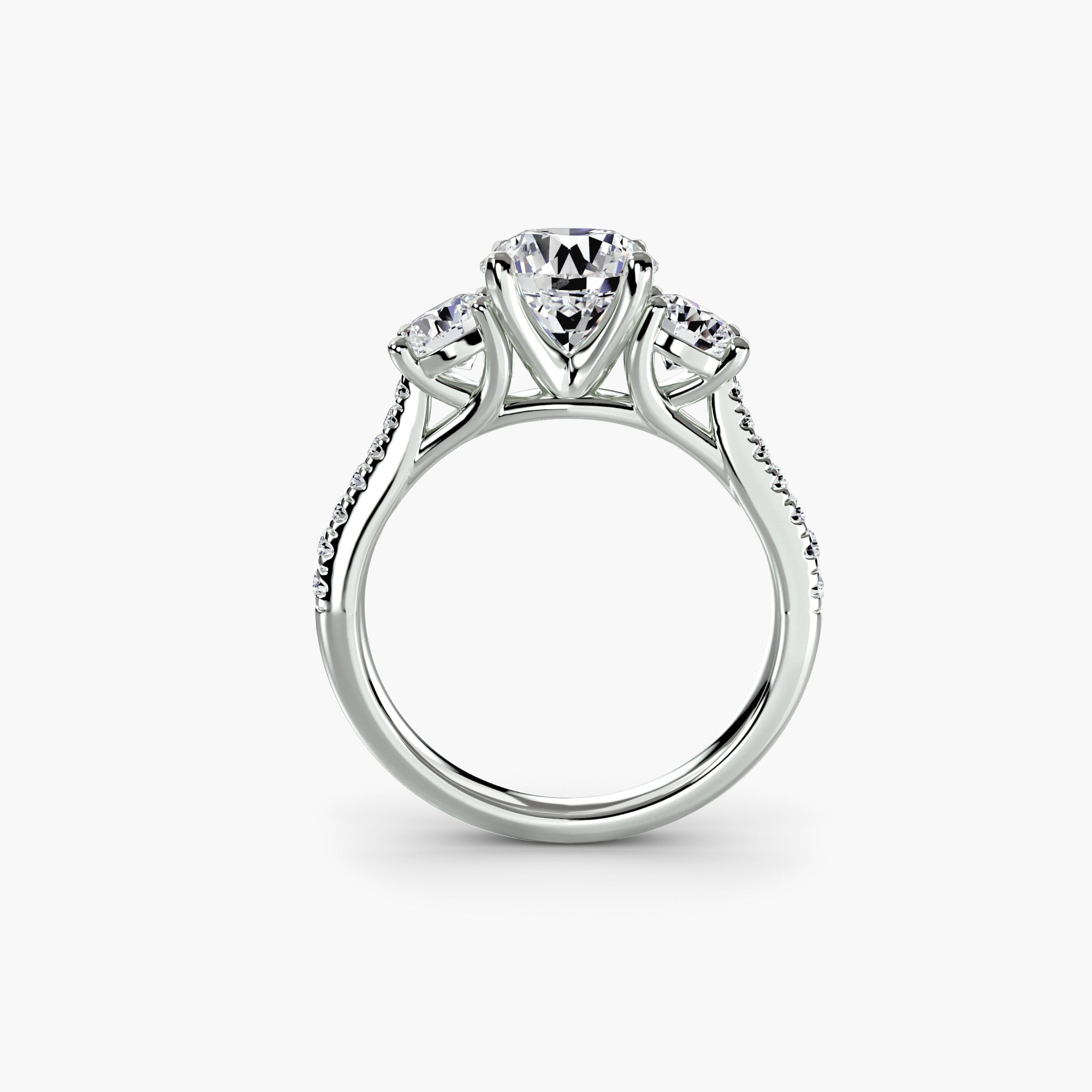 Inel de logodna Three Stone with Pavé Band I