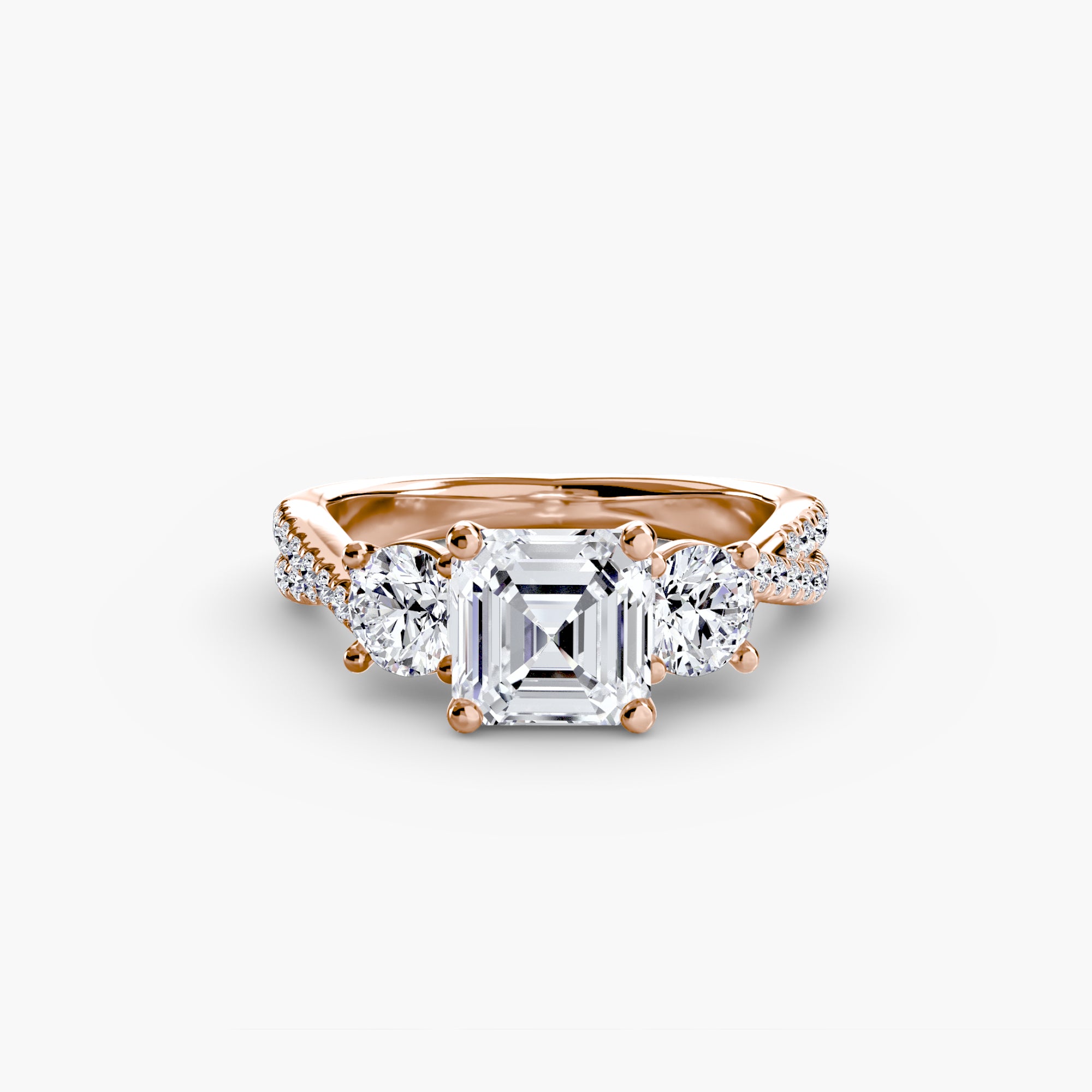 Inel de logodna Three-Stone with Pavé Band II