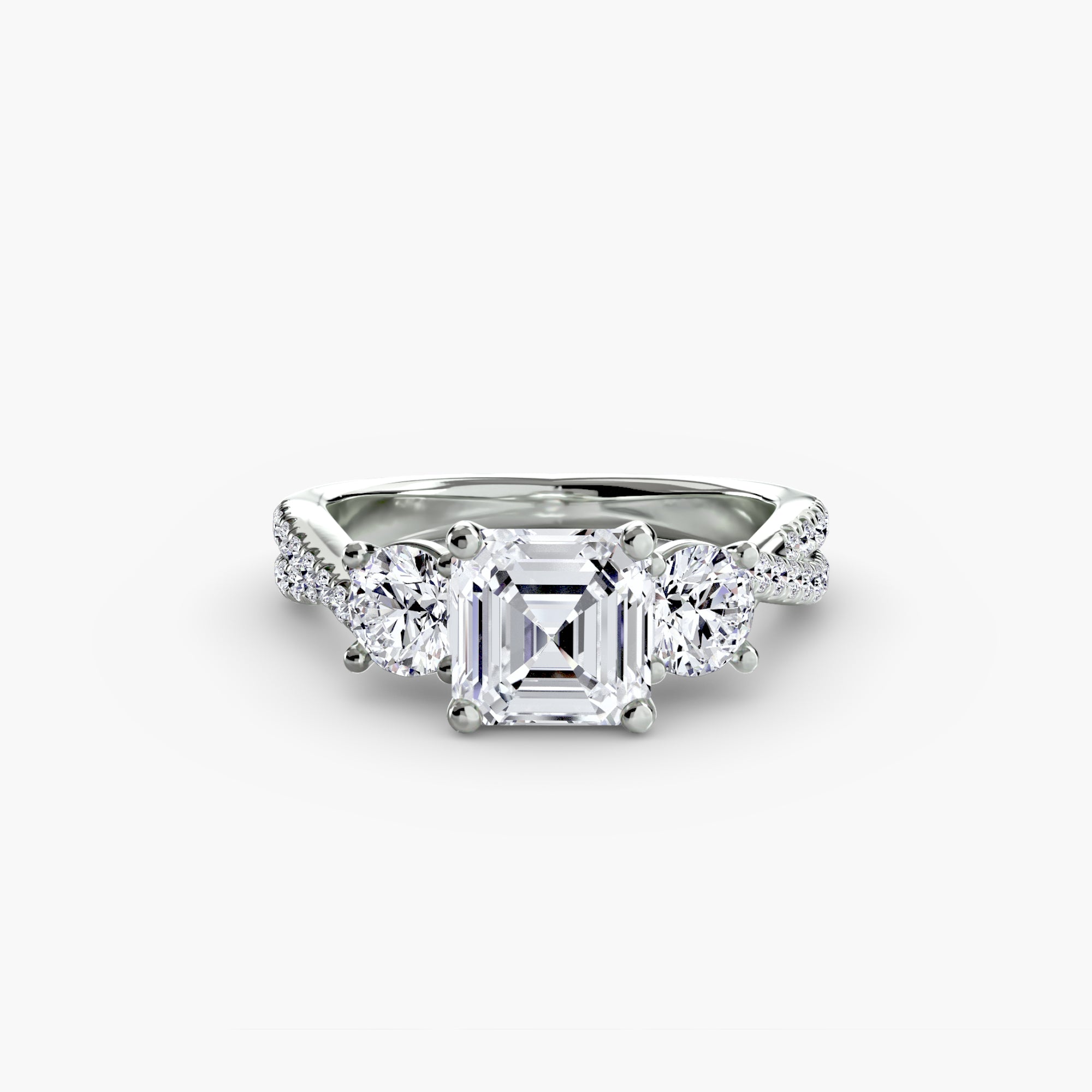 Inel de logodna Three-Stone with Pavé Band II
