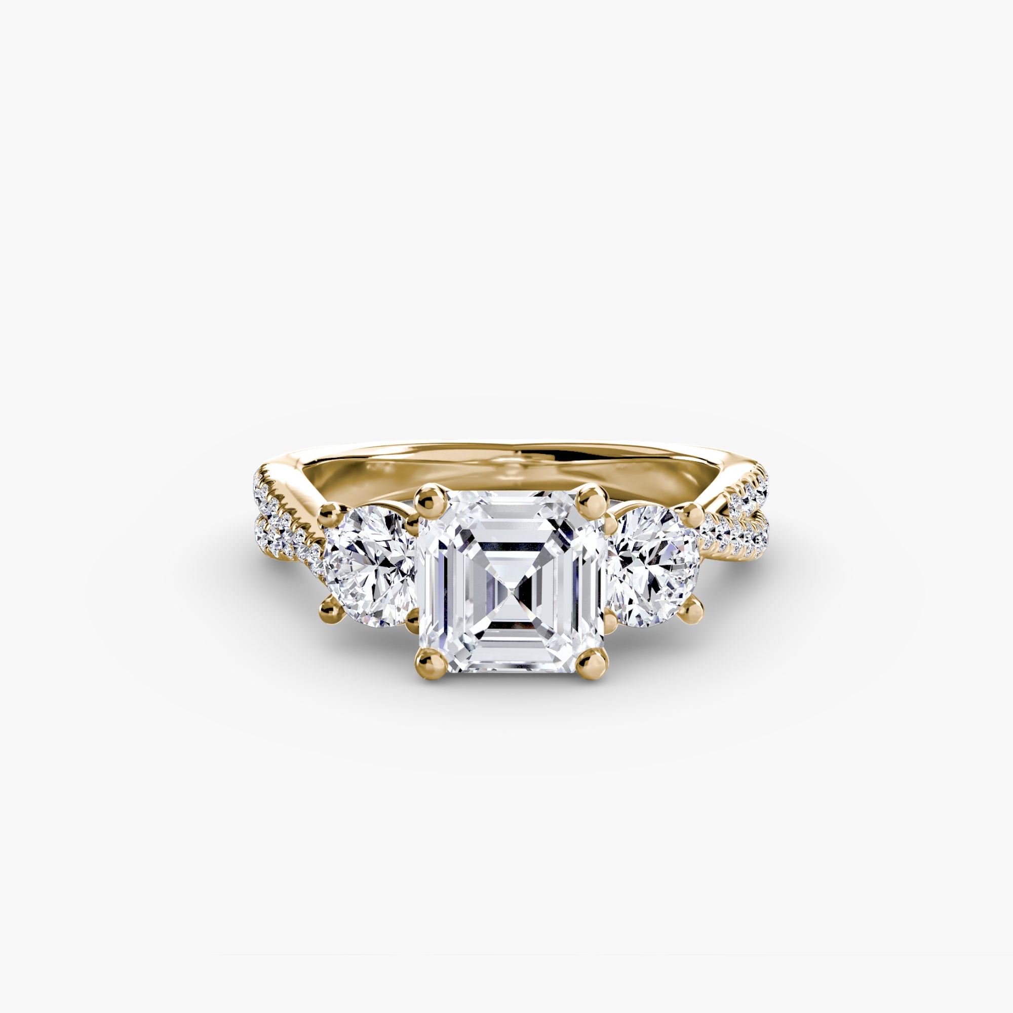 Inel de logodna Three-Stone with Pavé Band II