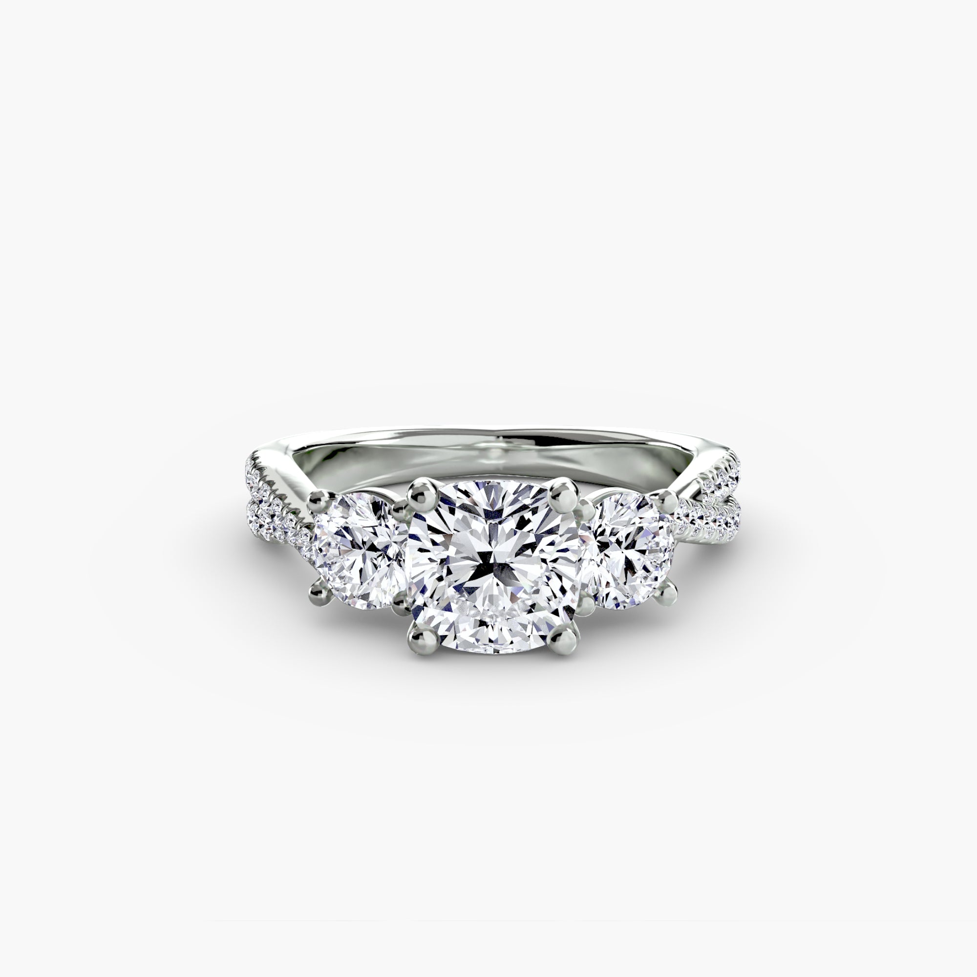 Inel de logodna Three-Stone with Pavé Band II