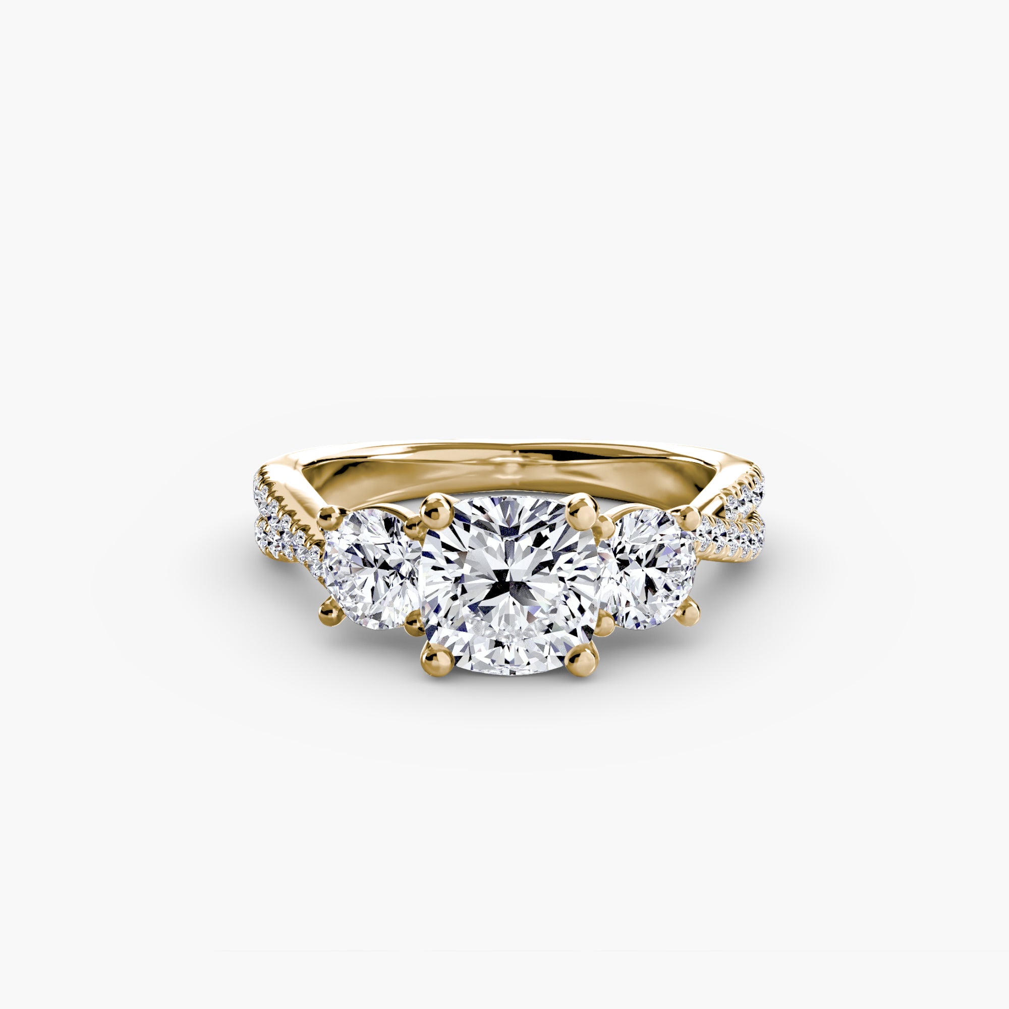 Inel de logodna Three-Stone with Pavé Band II
