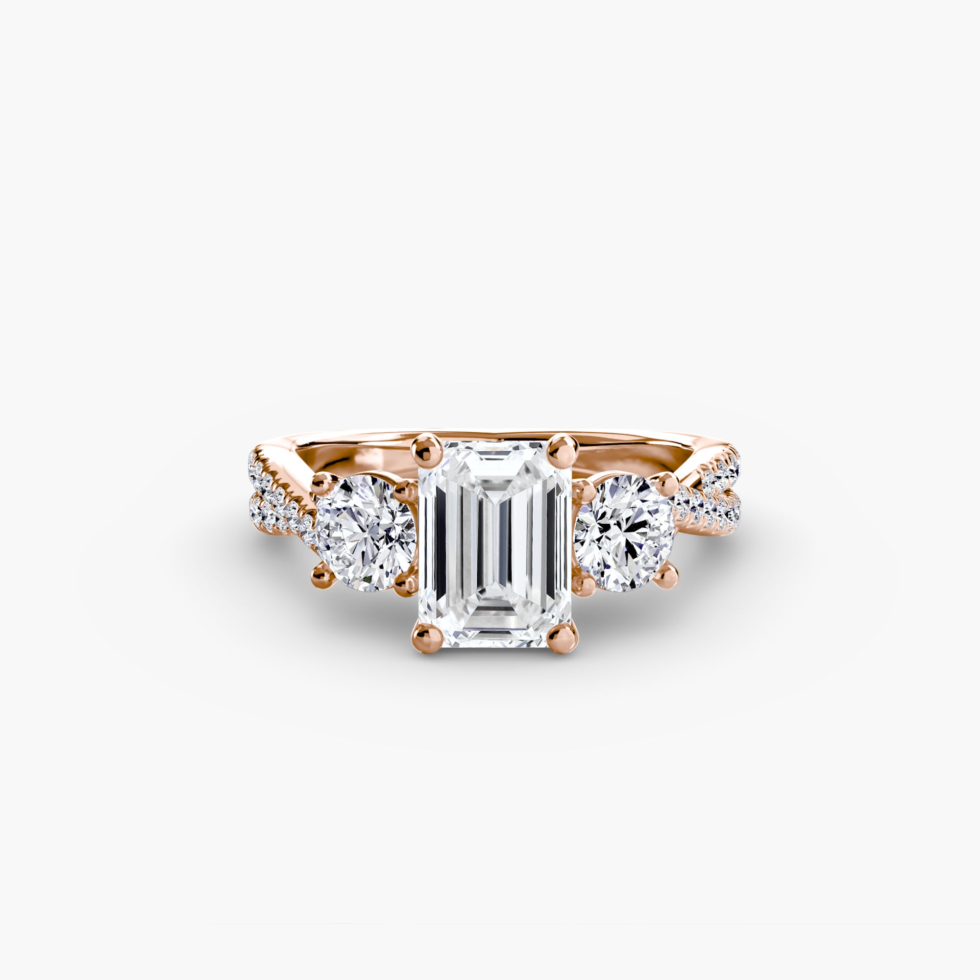 Inel de logodna Three-Stone with Pavé Band II