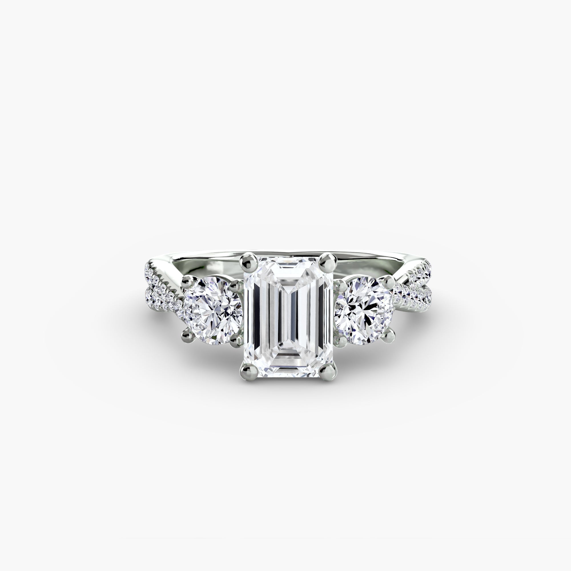 Inel de logodna Three-Stone with Pavé Band II