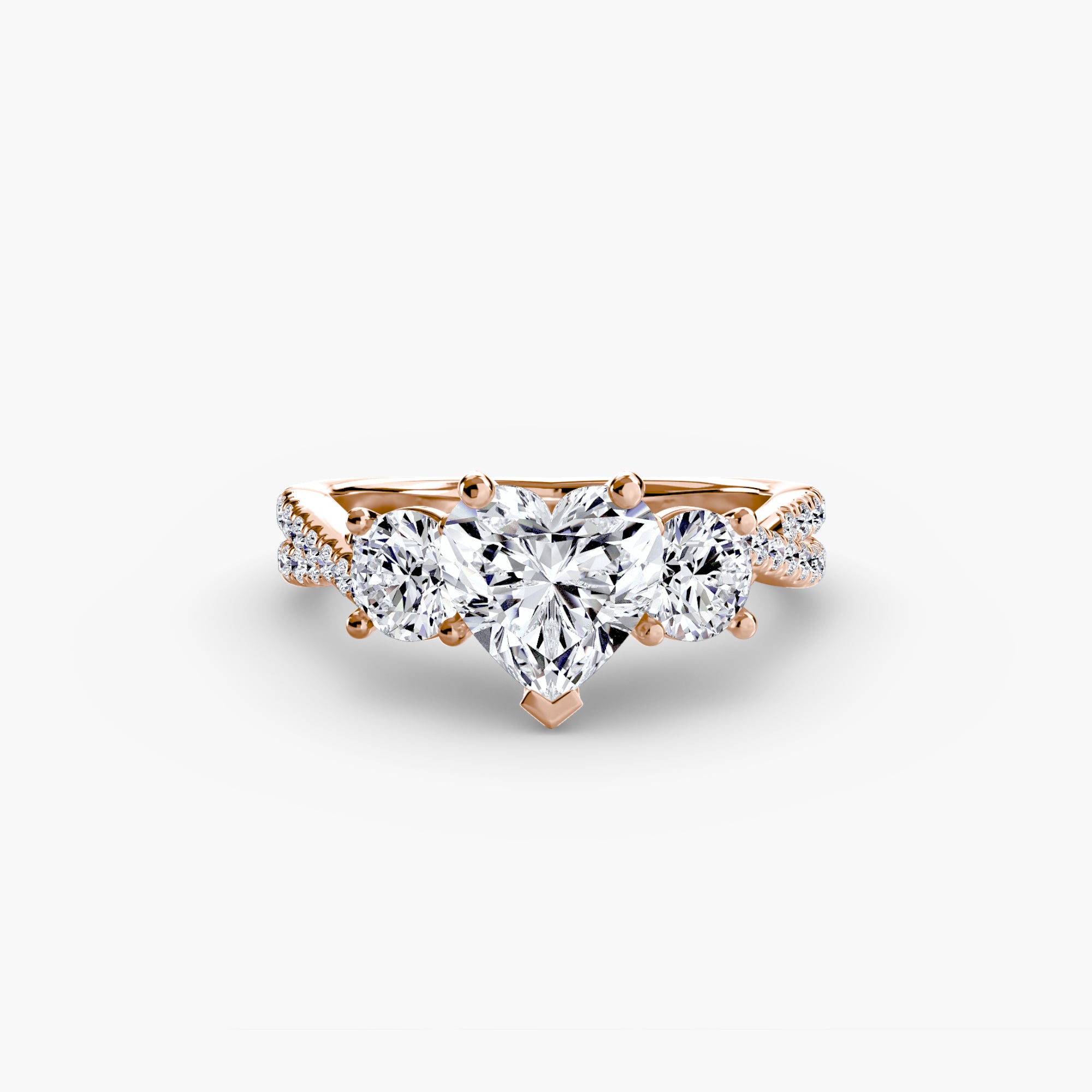 Inel de logodna Three-Stone with Pavé Band II