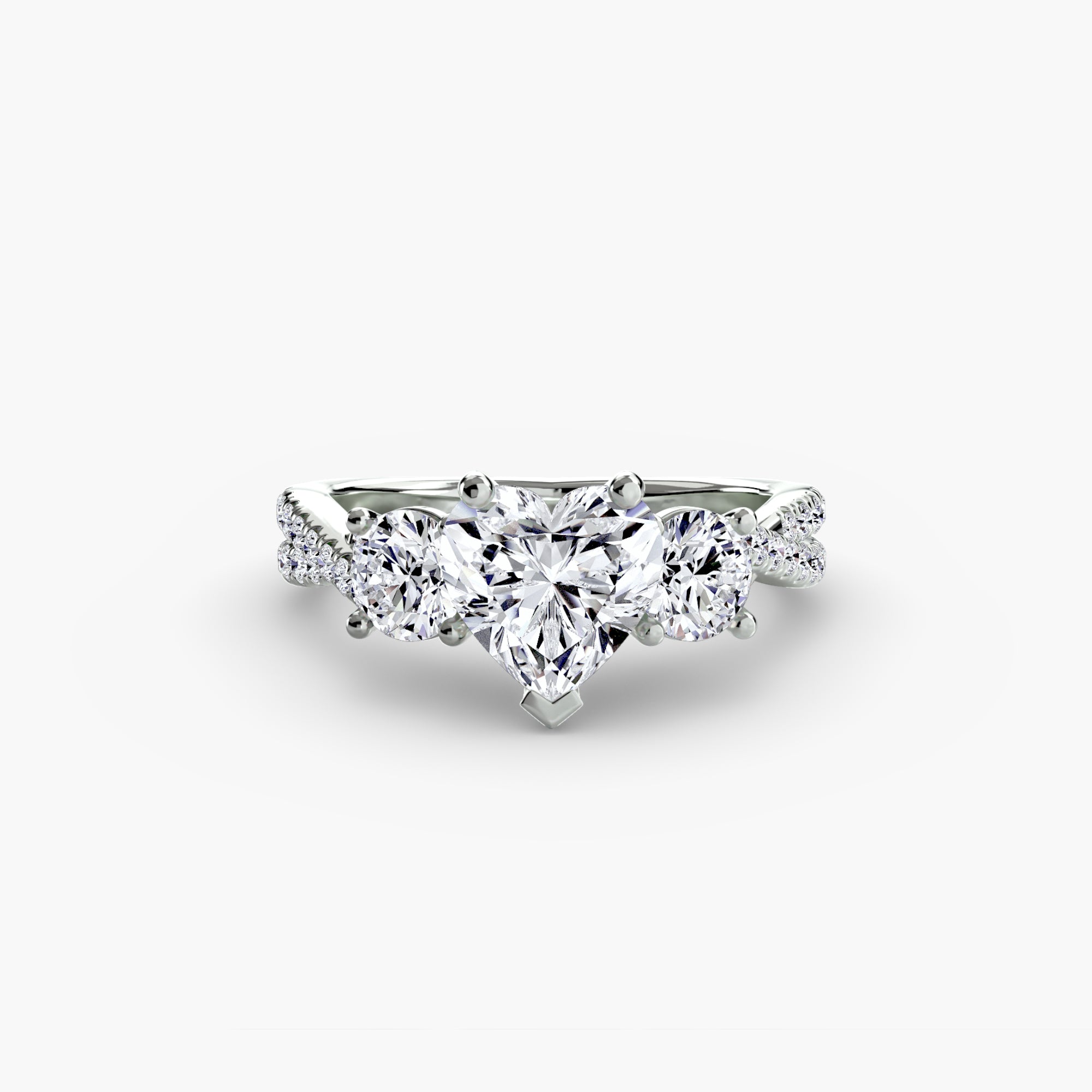 Inel de logodna Three-Stone with Pavé Band II