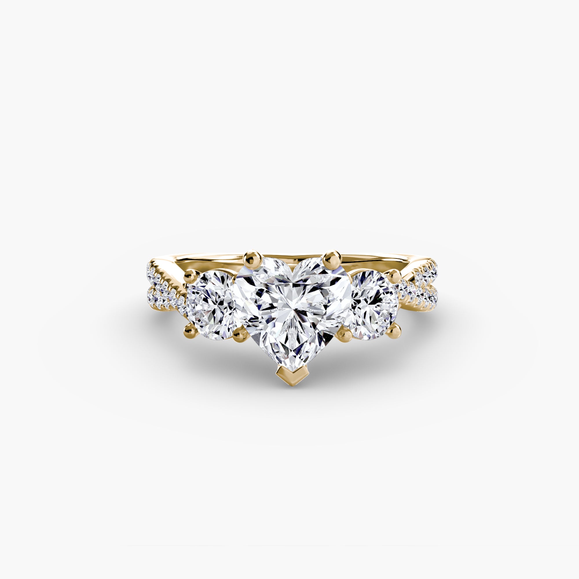 Inel de logodna Three-Stone with Pavé Band II