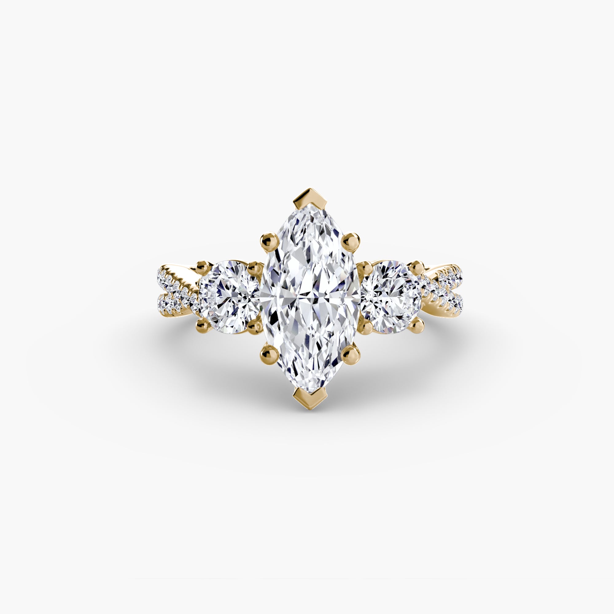 Inel de logodna Three-Stone with Pavé Band II