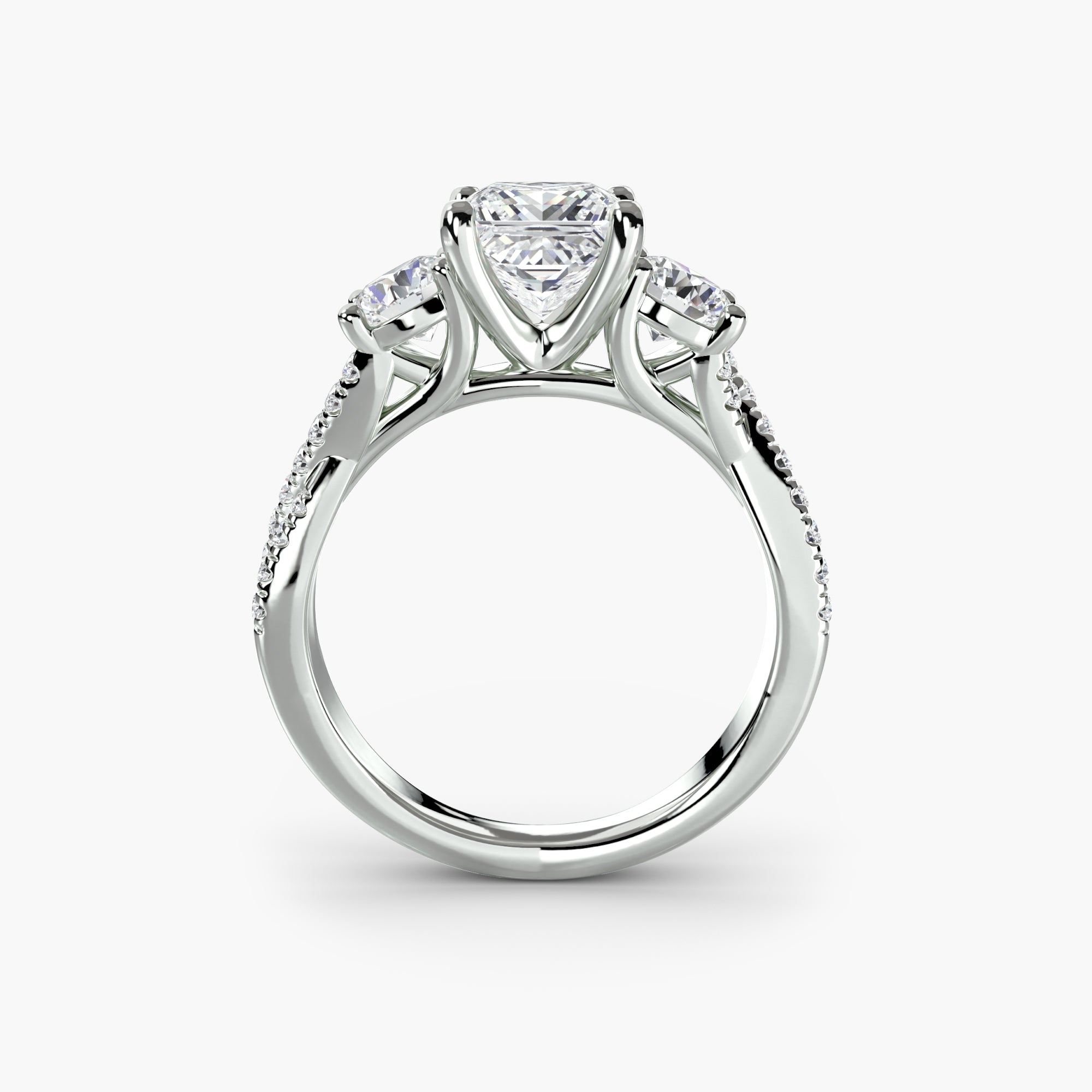 Inel de logodna Three-Stone with Pavé Band II