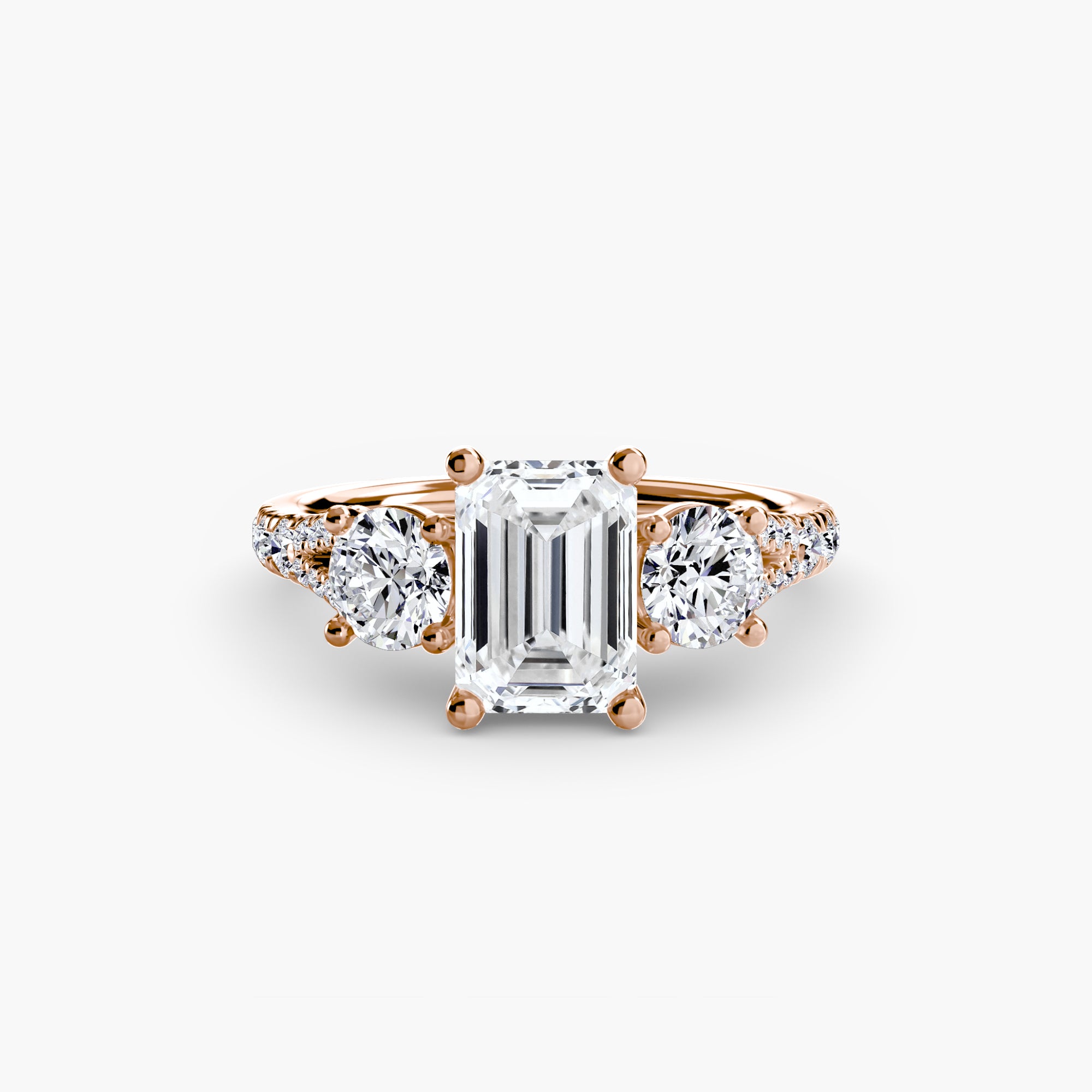 Inel de logodna Three Stone with Pavé Band III