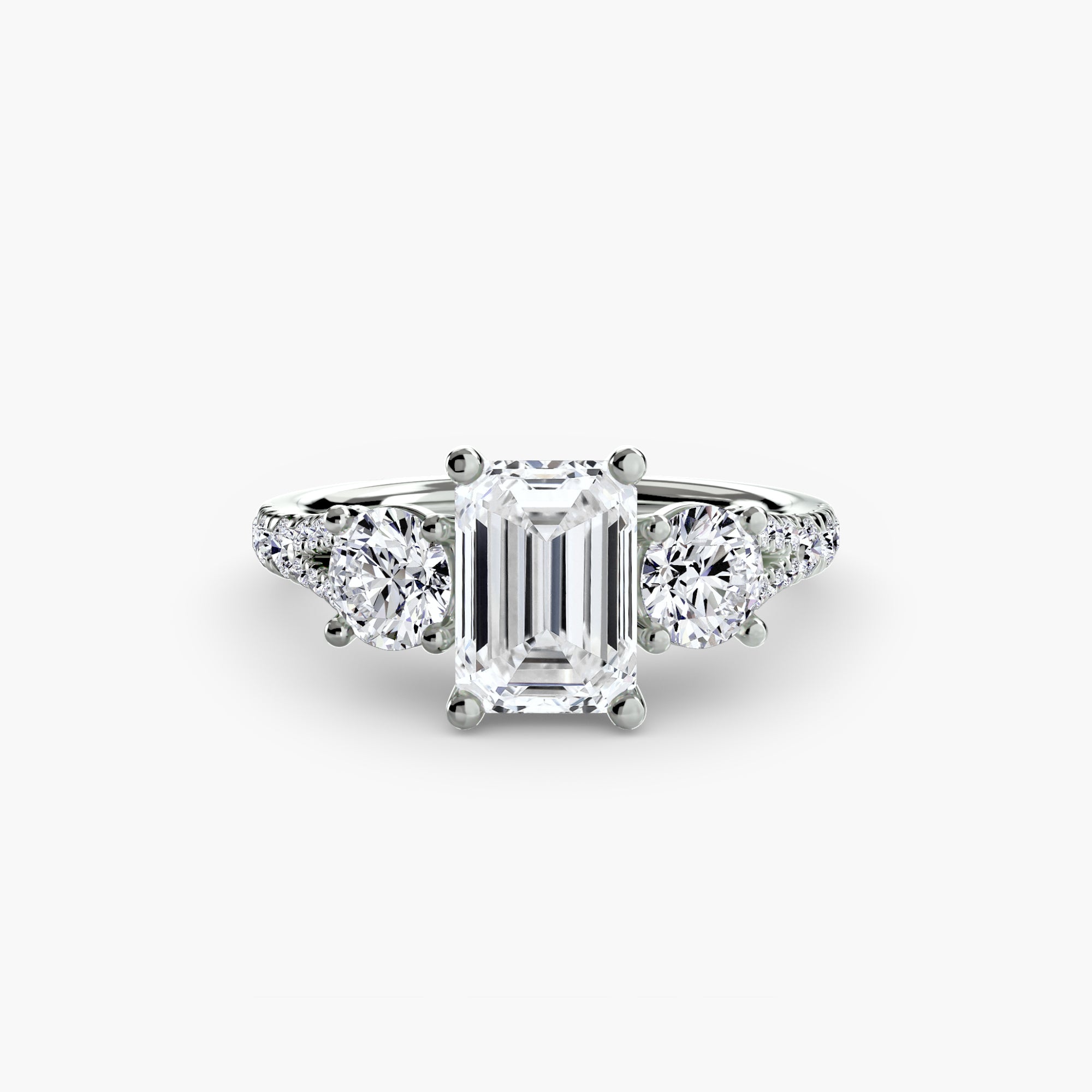 Inel de logodna Three Stone with Pavé Band III