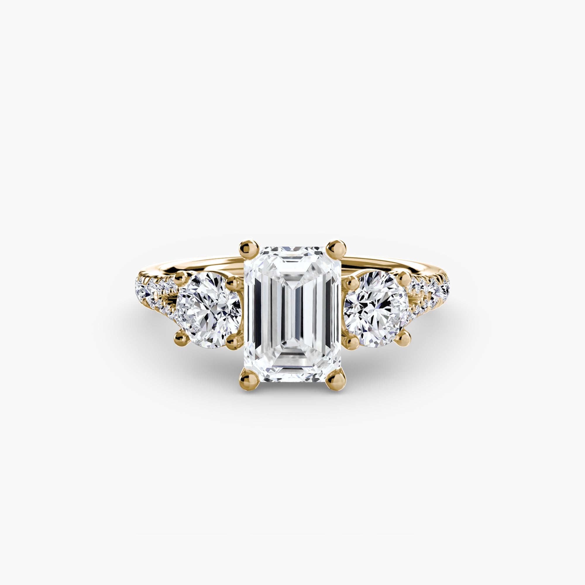 Inel de logodna Three Stone with Pavé Band III
