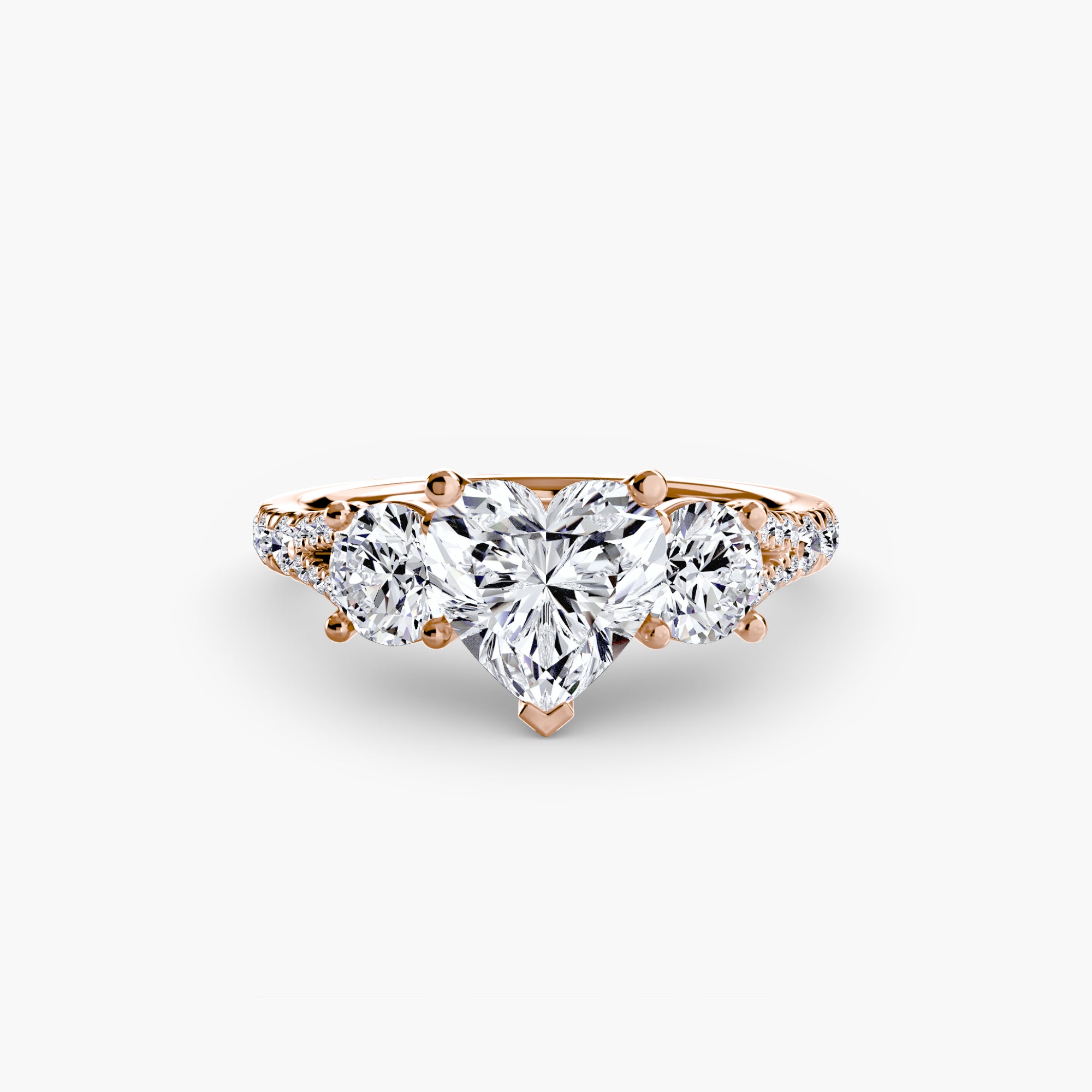Inel de logodna Three Stone with Pavé Band III