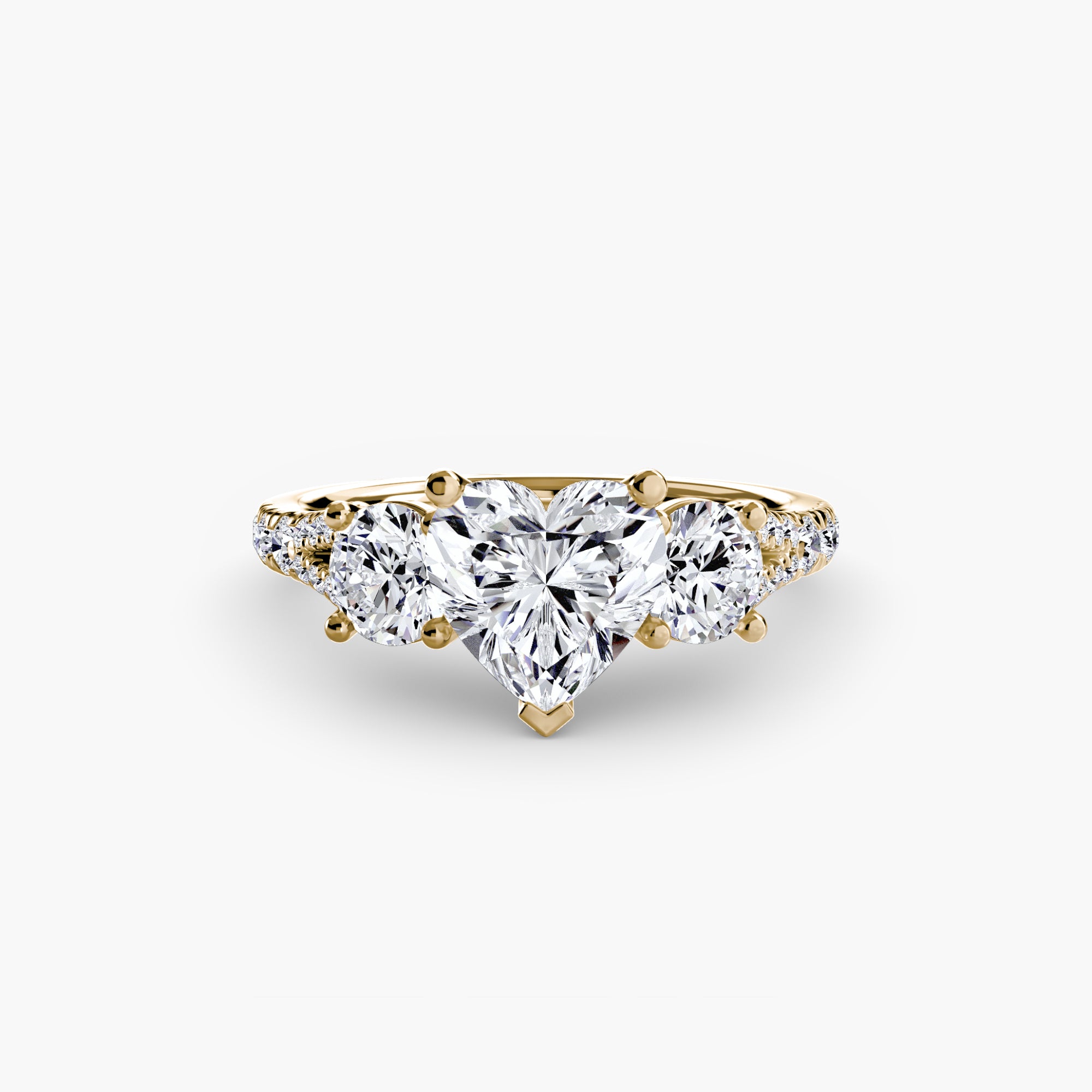 Inel de logodna Three Stone with Pavé Band III