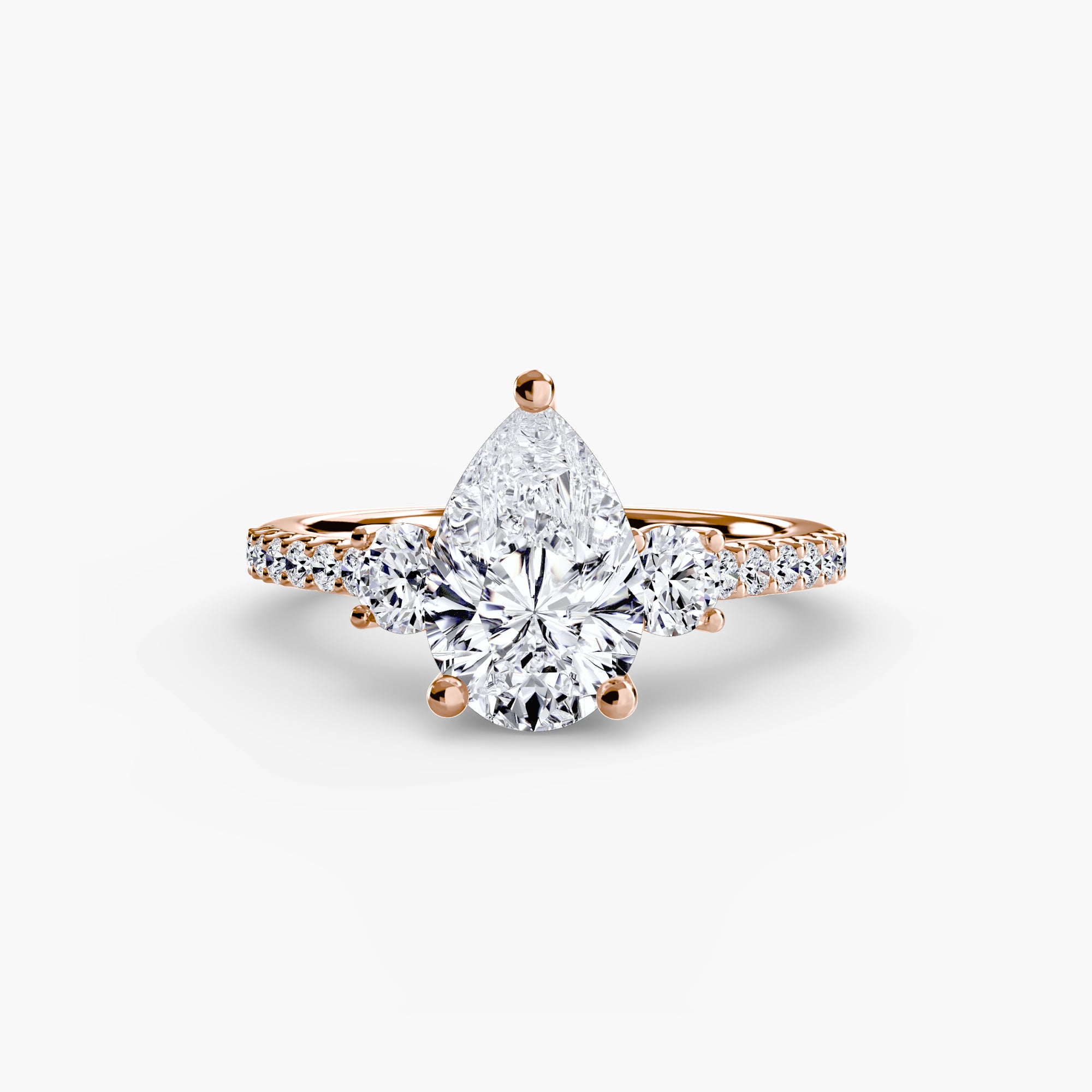 Inel de logodna Three Stone with Pavé Band V
