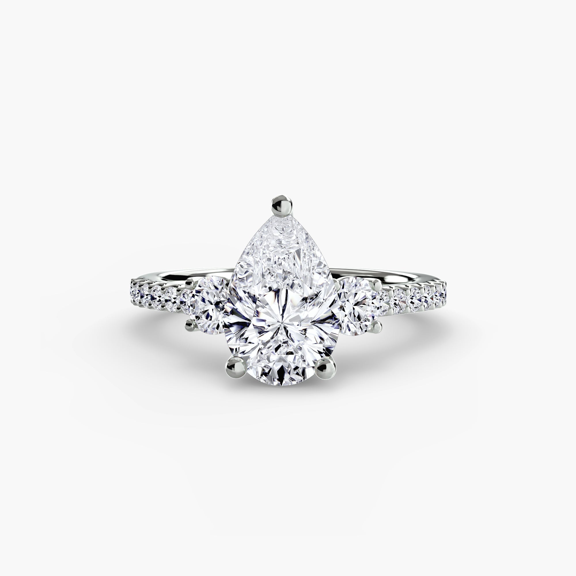 Inel de logodna Three Stone with Pavé Band V
