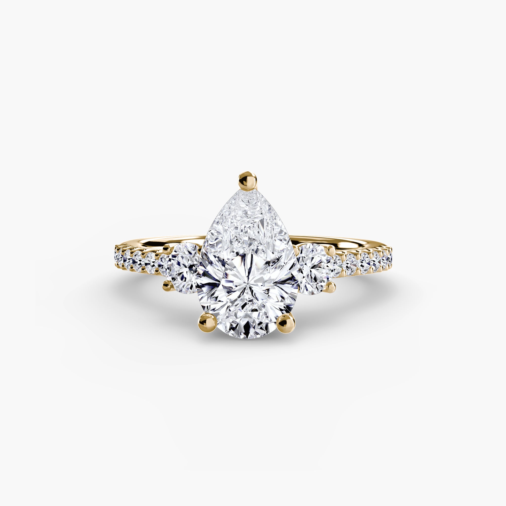 Inel de logodna Three Stone with Pavé Band V