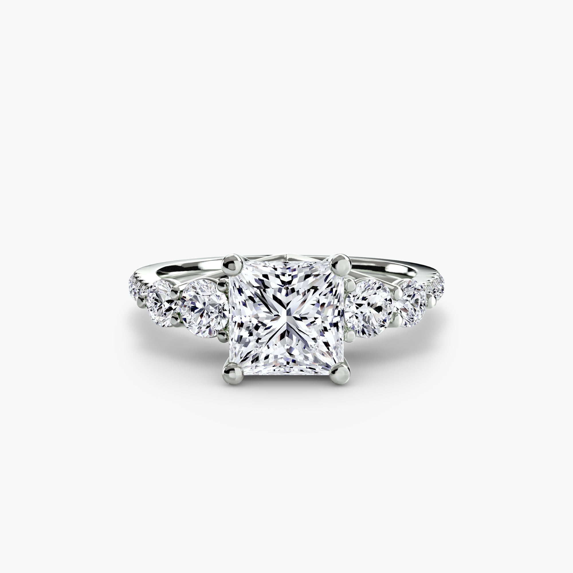 Inel de logodna Five Stones with Pavé Band