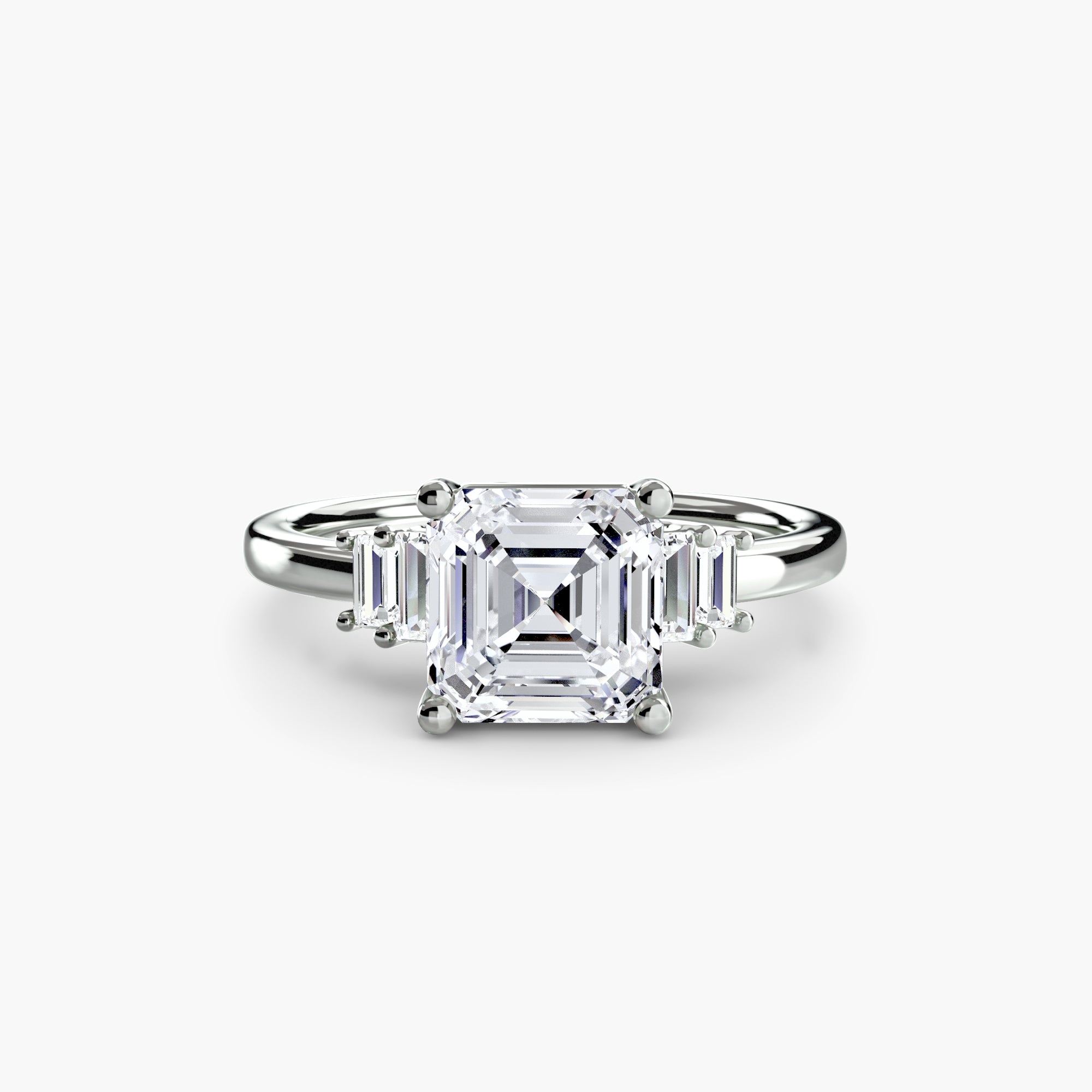 Inel de logodna Baguette Accent Solitaire
