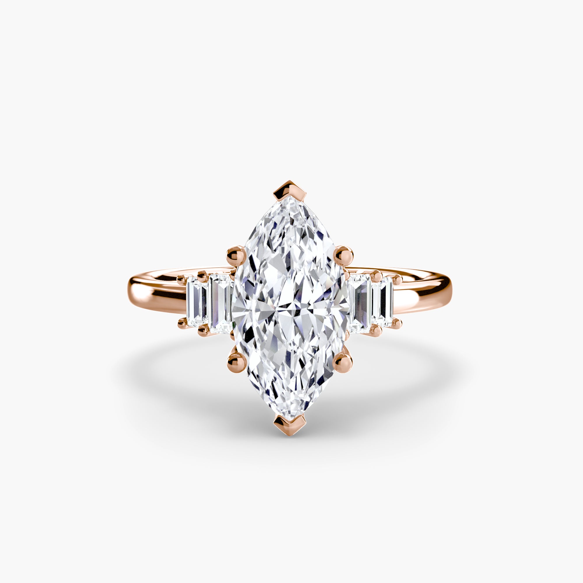 Inel de logodna Baguette Accent Solitaire
