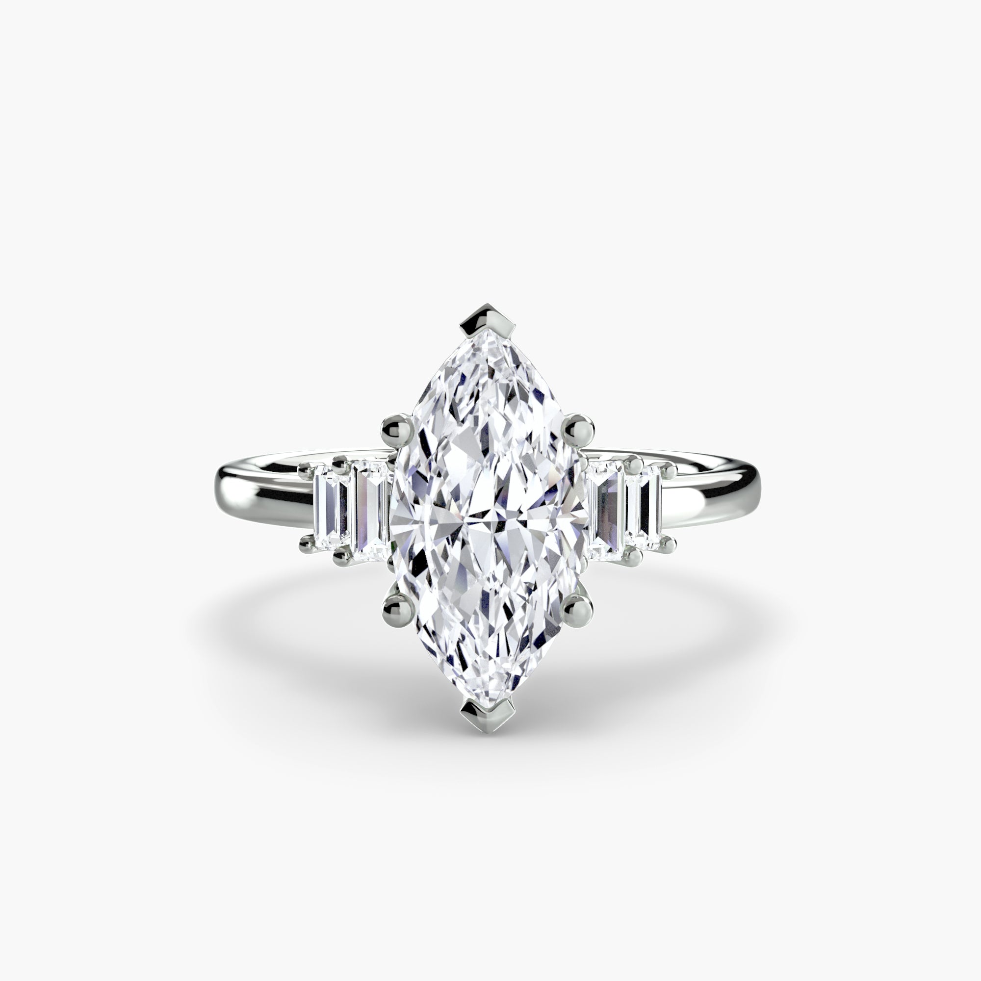 Inel de logodna Baguette Accent Solitaire