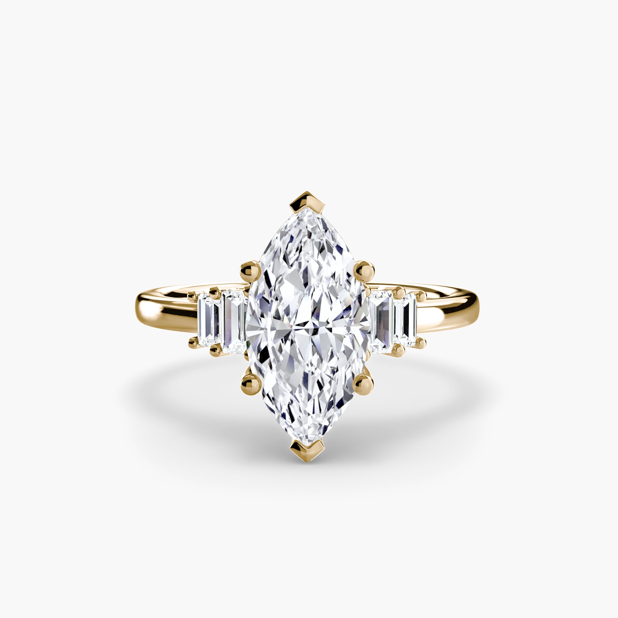 Inel de logodna Baguette Accent Solitaire