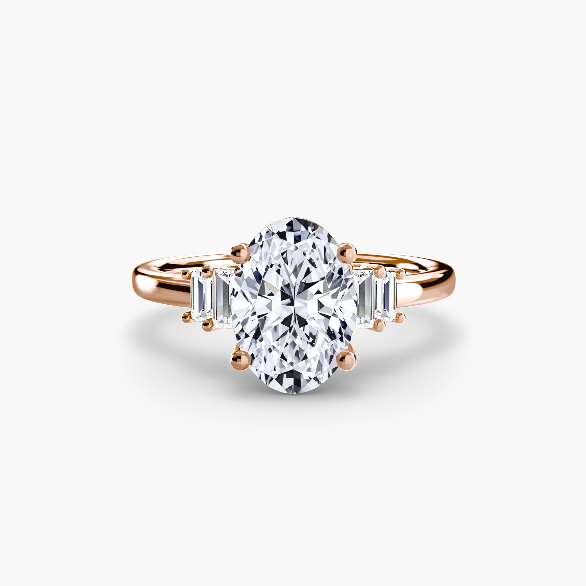 Inel de logodna Baguette Accent Solitaire
