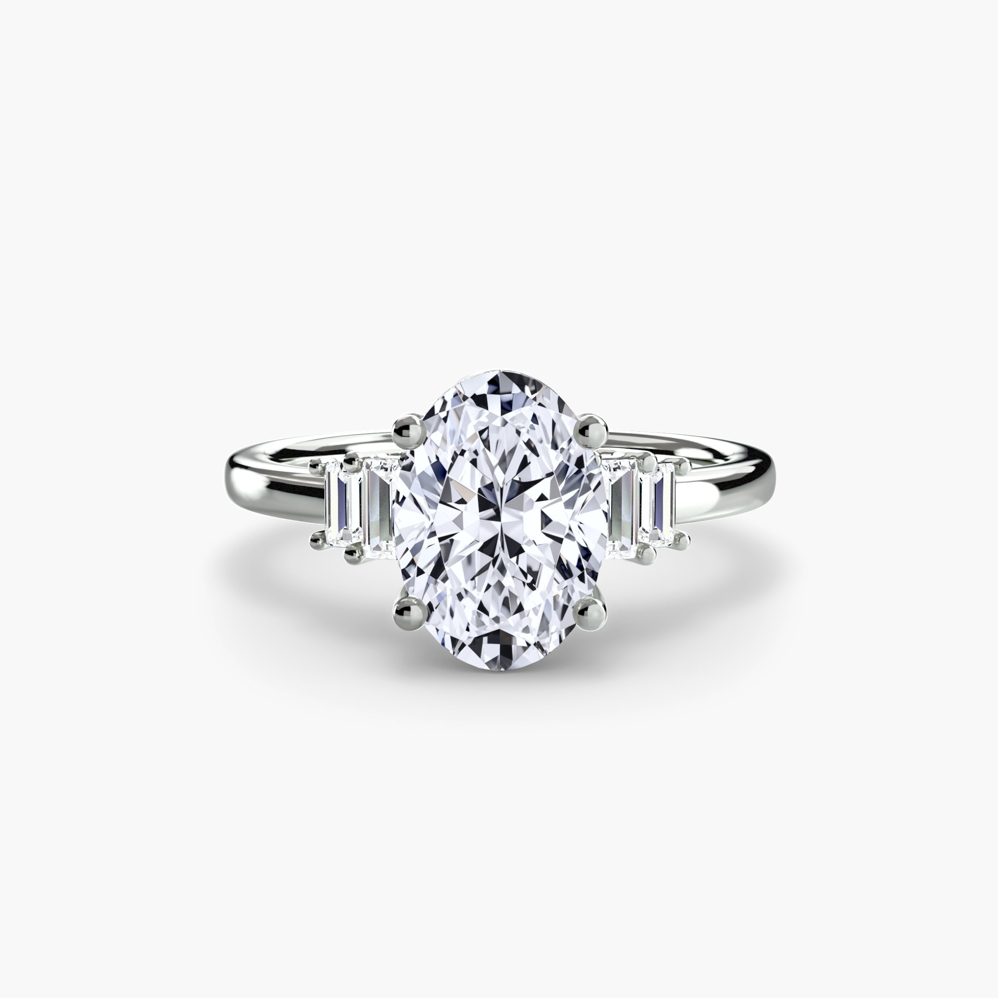 Inel de logodna Baguette Accent Solitaire