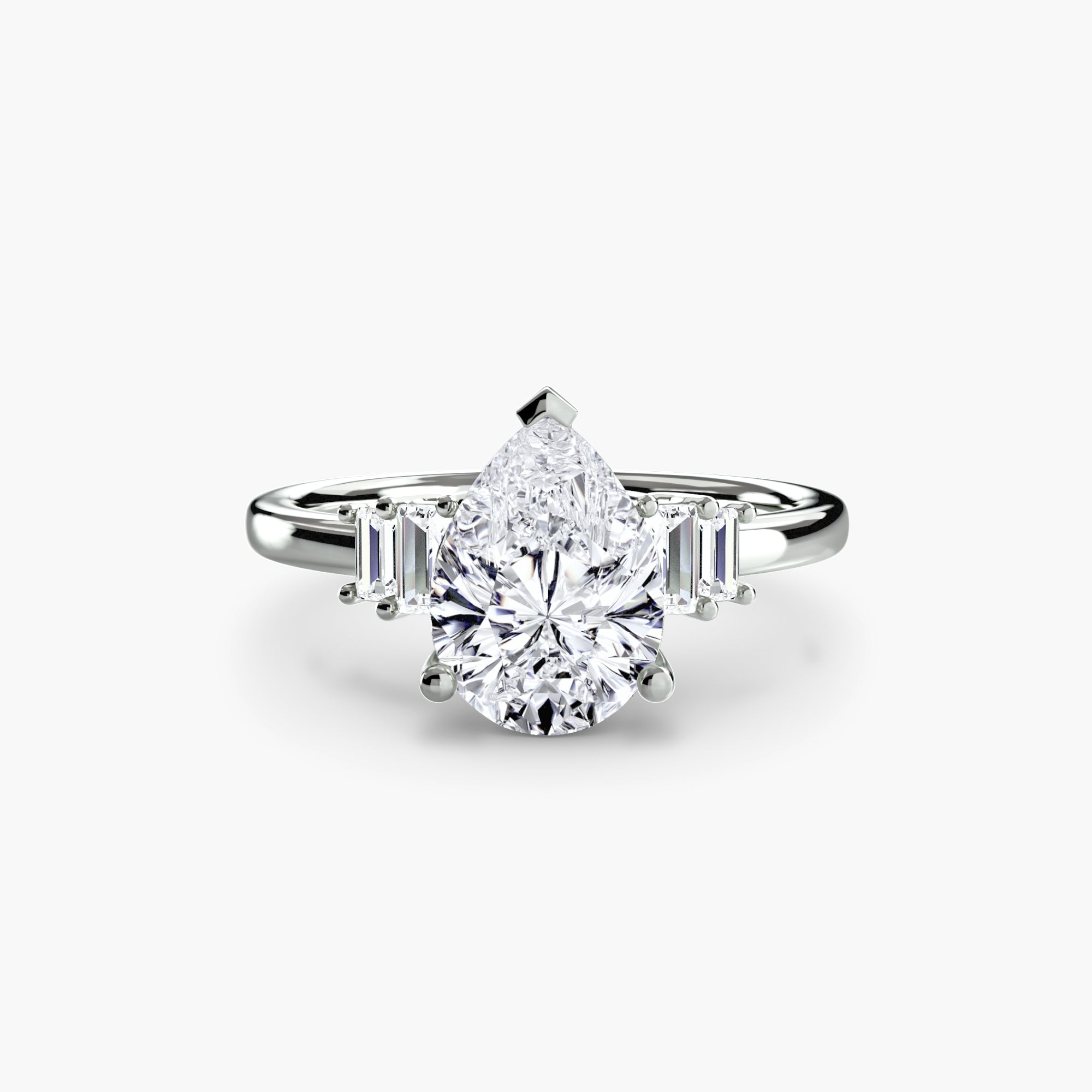 Inel de logodna Baguette Accent Solitaire