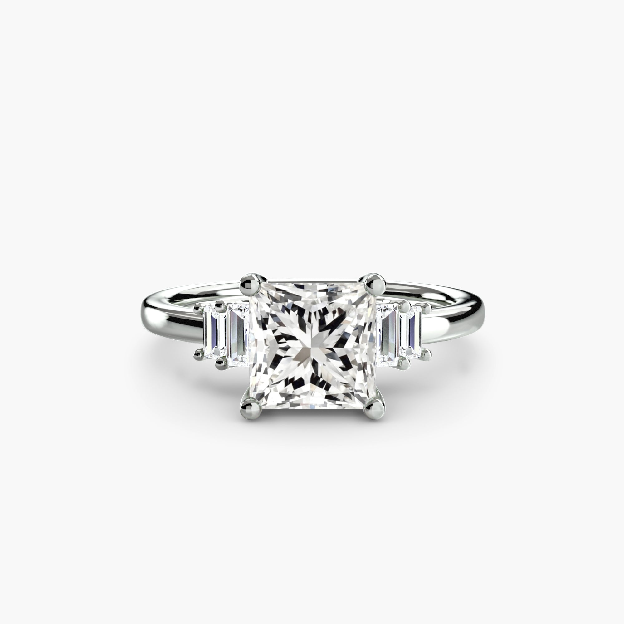 Inel de logodna Baguette Accent Solitaire
