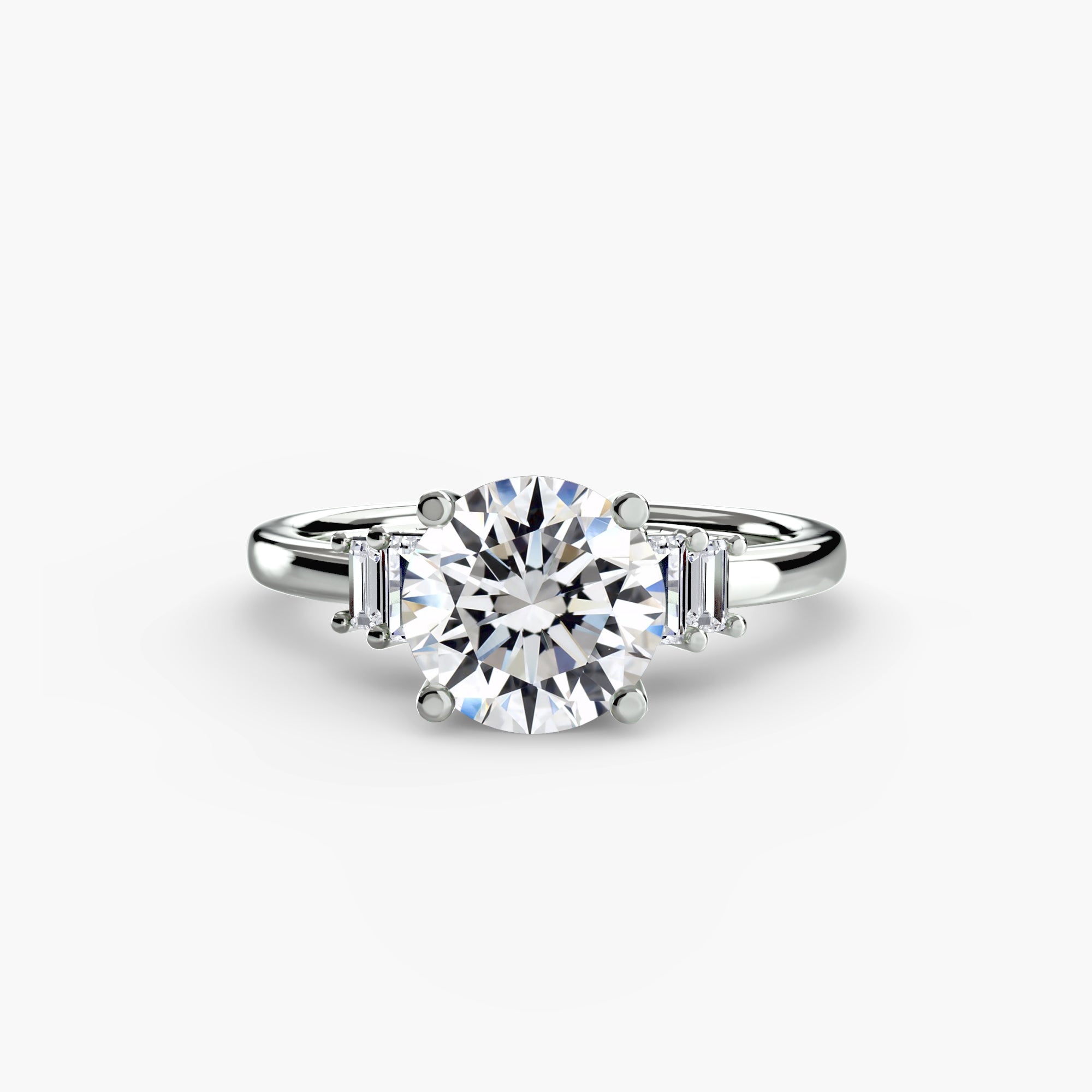 Inel de logodna Baguette Accent Solitaire