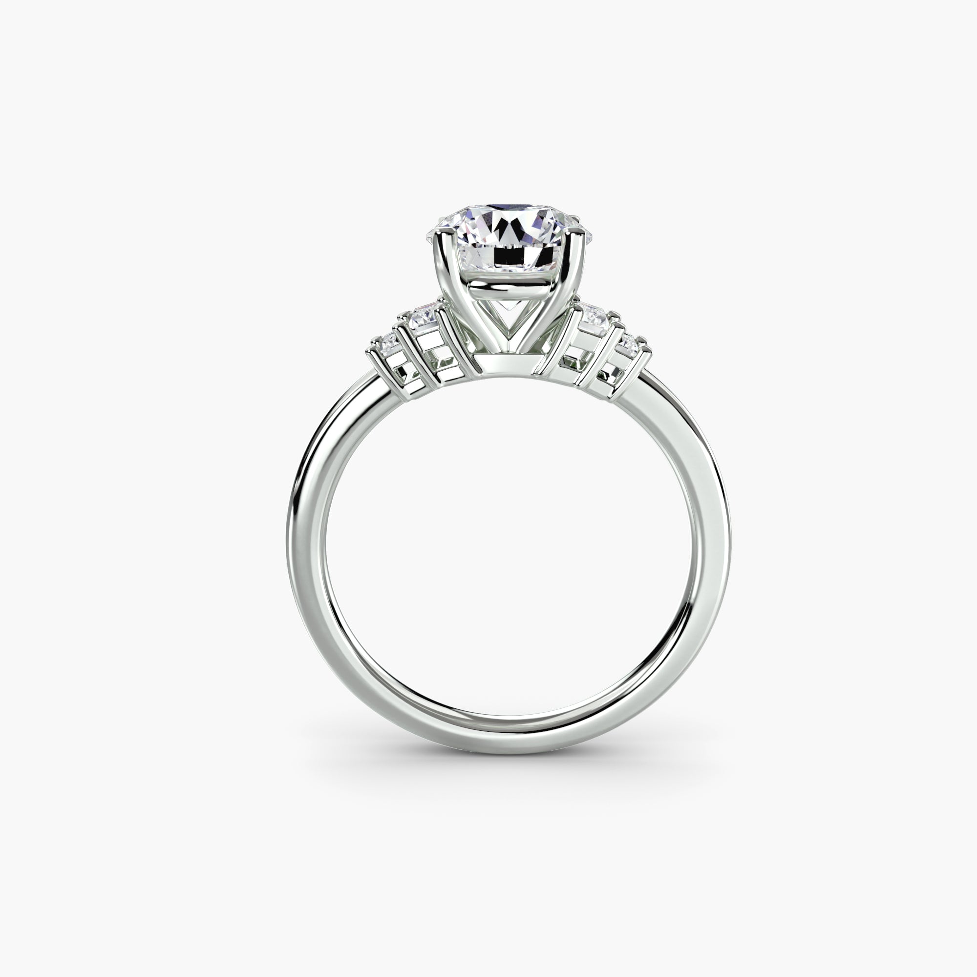 Inel de logodna Baguette Accent Solitaire