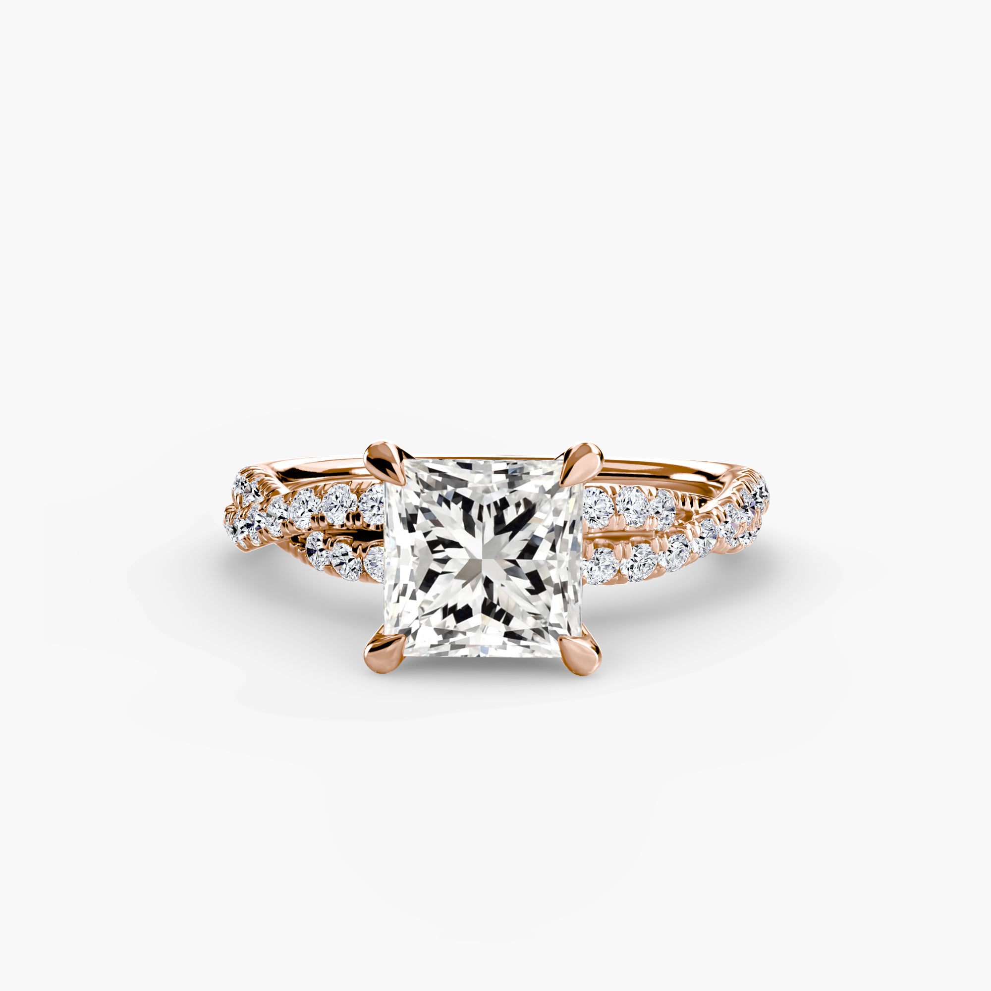 Inel de logodna Twisted Pavé Solitaire II