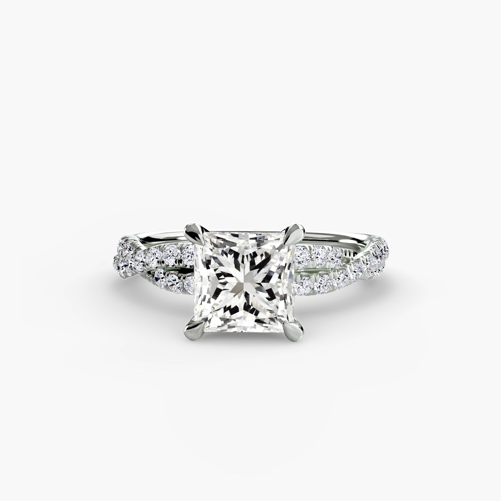 Inel de logodna Twisted Pavé Solitaire II