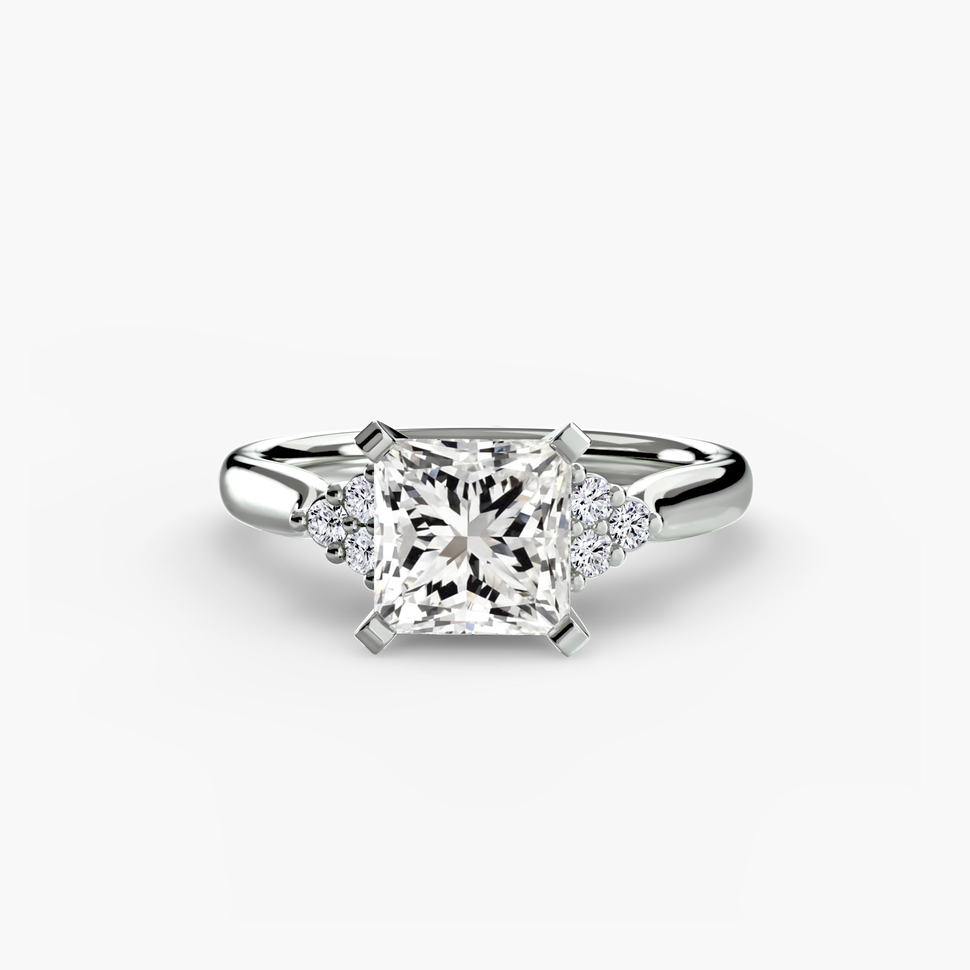 Inel de logodna Solitaire with Cluster Diamonds II