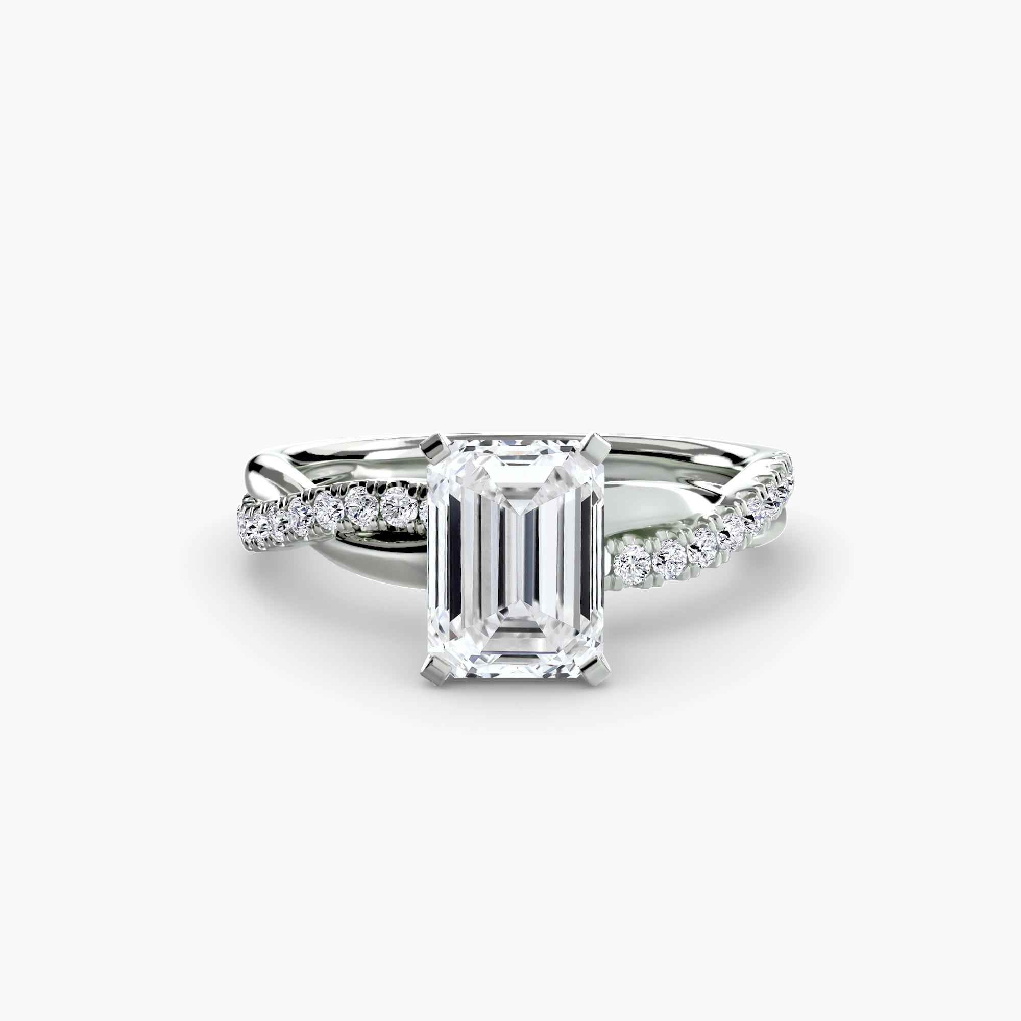 Inel de logodna Emerald Twist Pavé