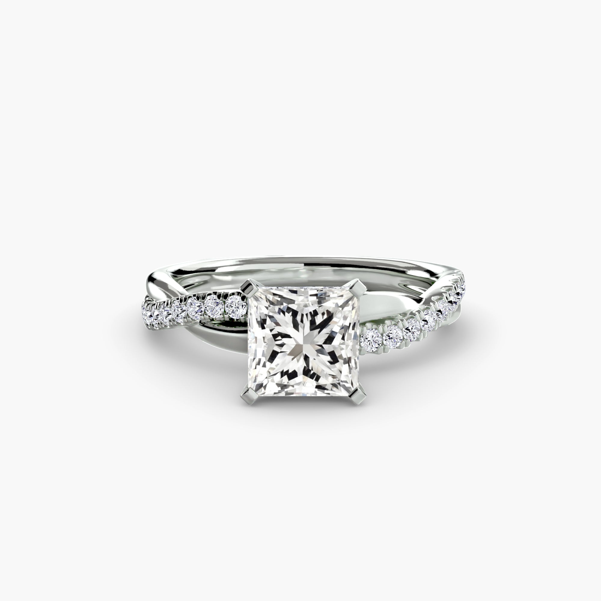 Inel de logodna Emerald Twist Pavé