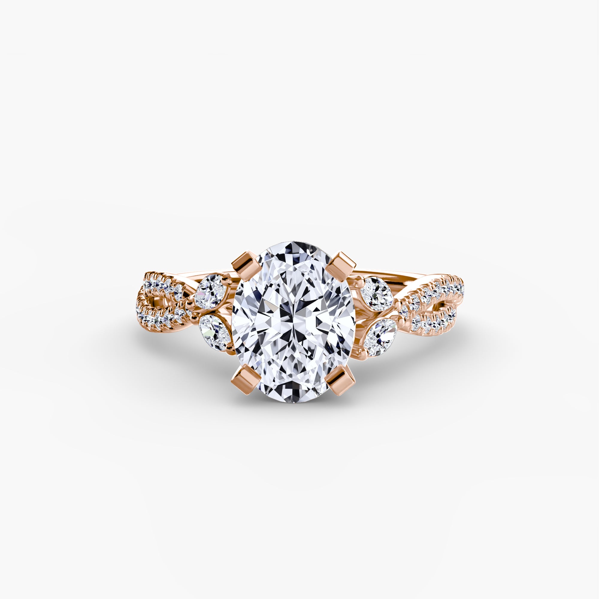Inel de logodna Twisted Pavé Solitaire III