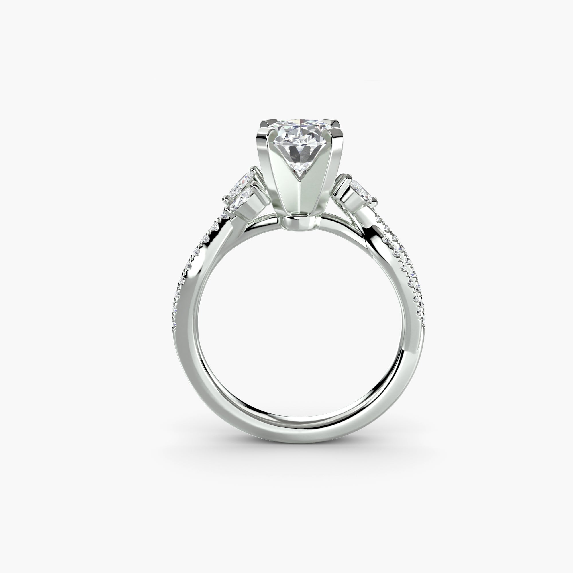 Inel de logodna Twisted Pavé Solitaire III