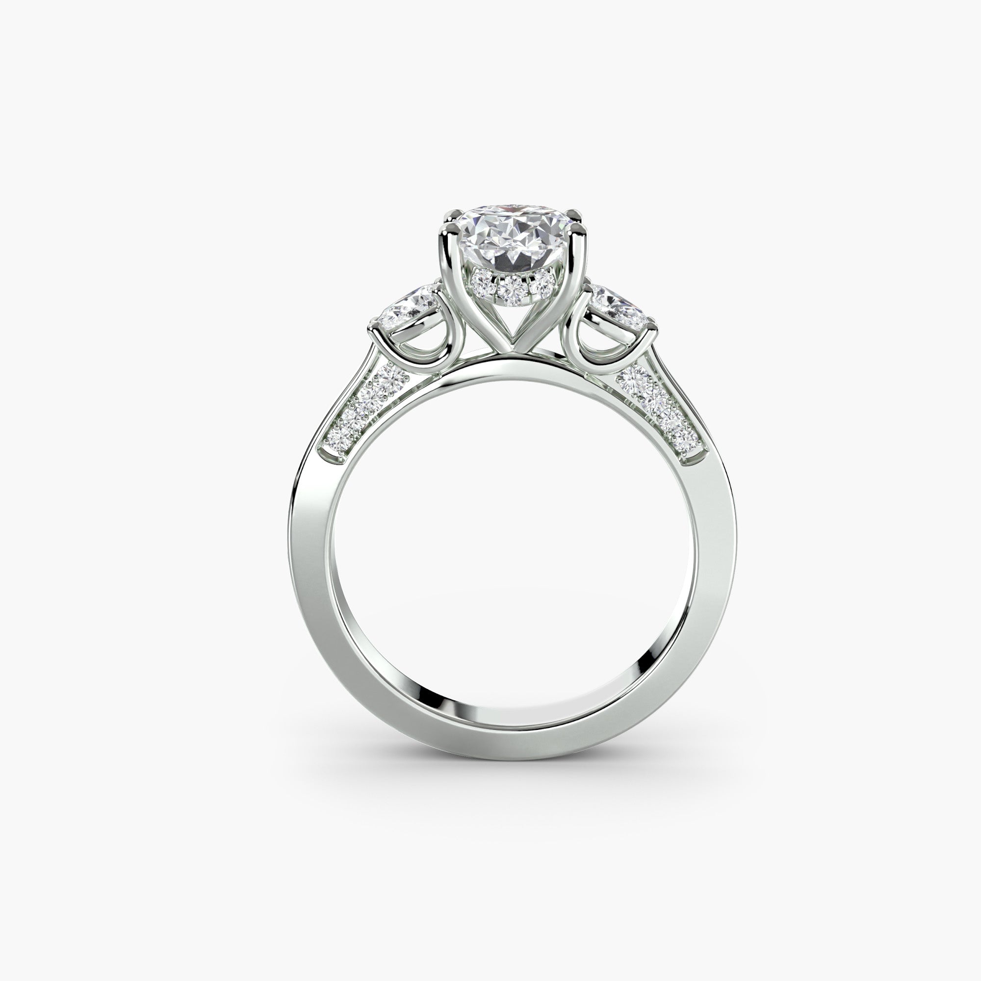 Inel de logodna Three Stone with Side Pavé